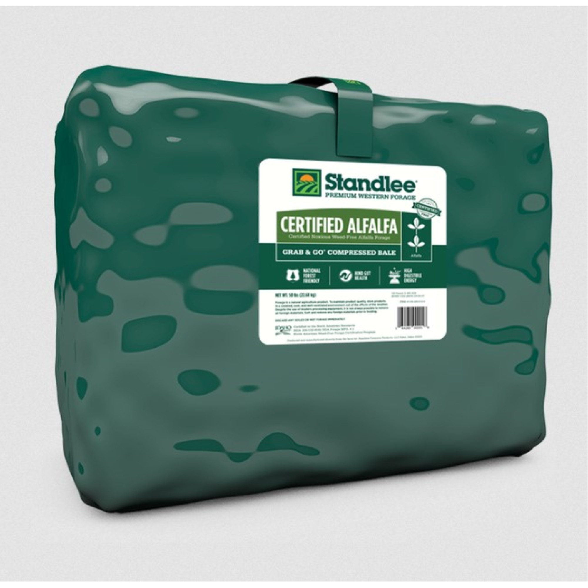 Standlee Premium Western Forage, Certified Alfalfa Grab & Go Compressed Bale, 50lb