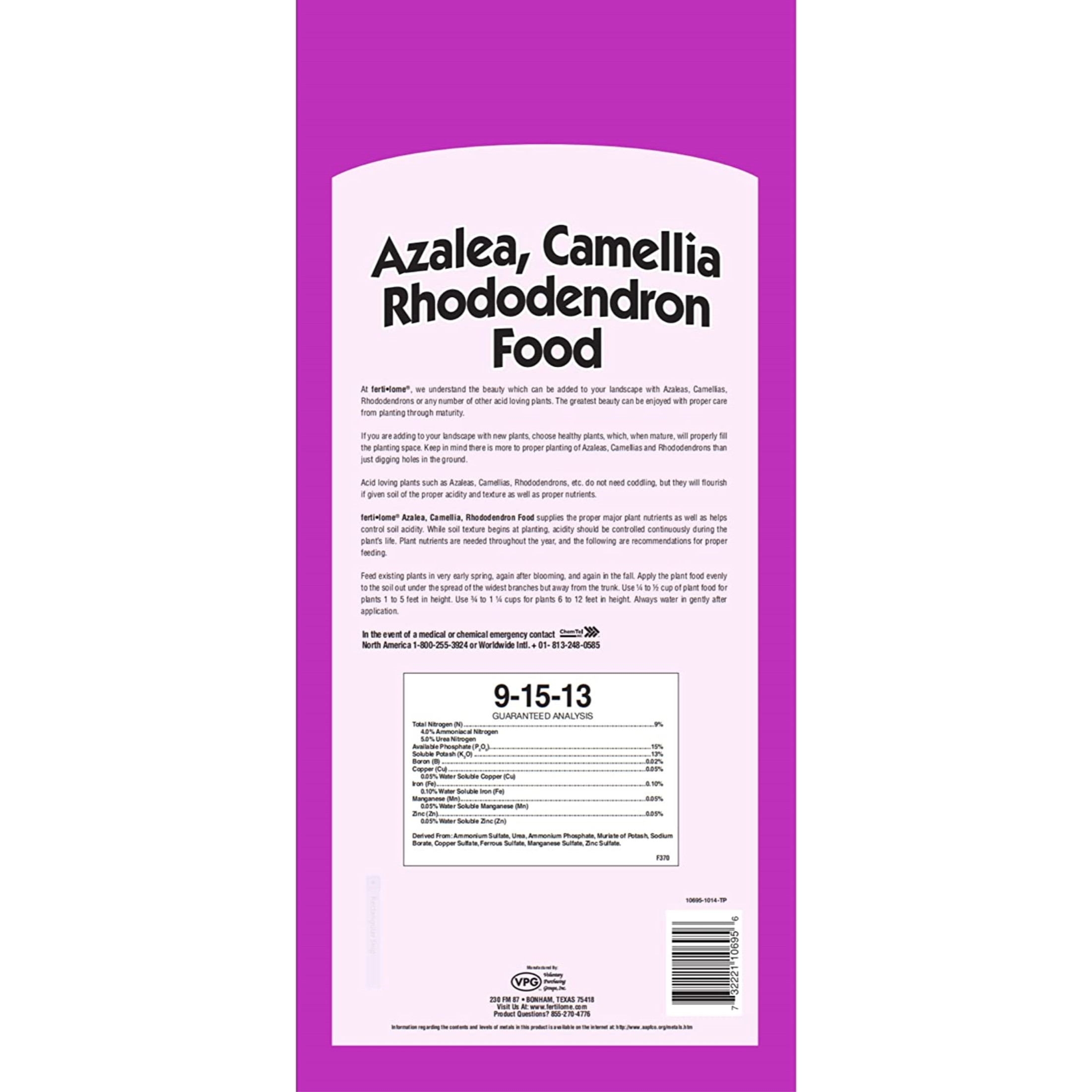 VPG Fertilome Azalea Camellia Rhododendron Food 9-15-13, 15# bag