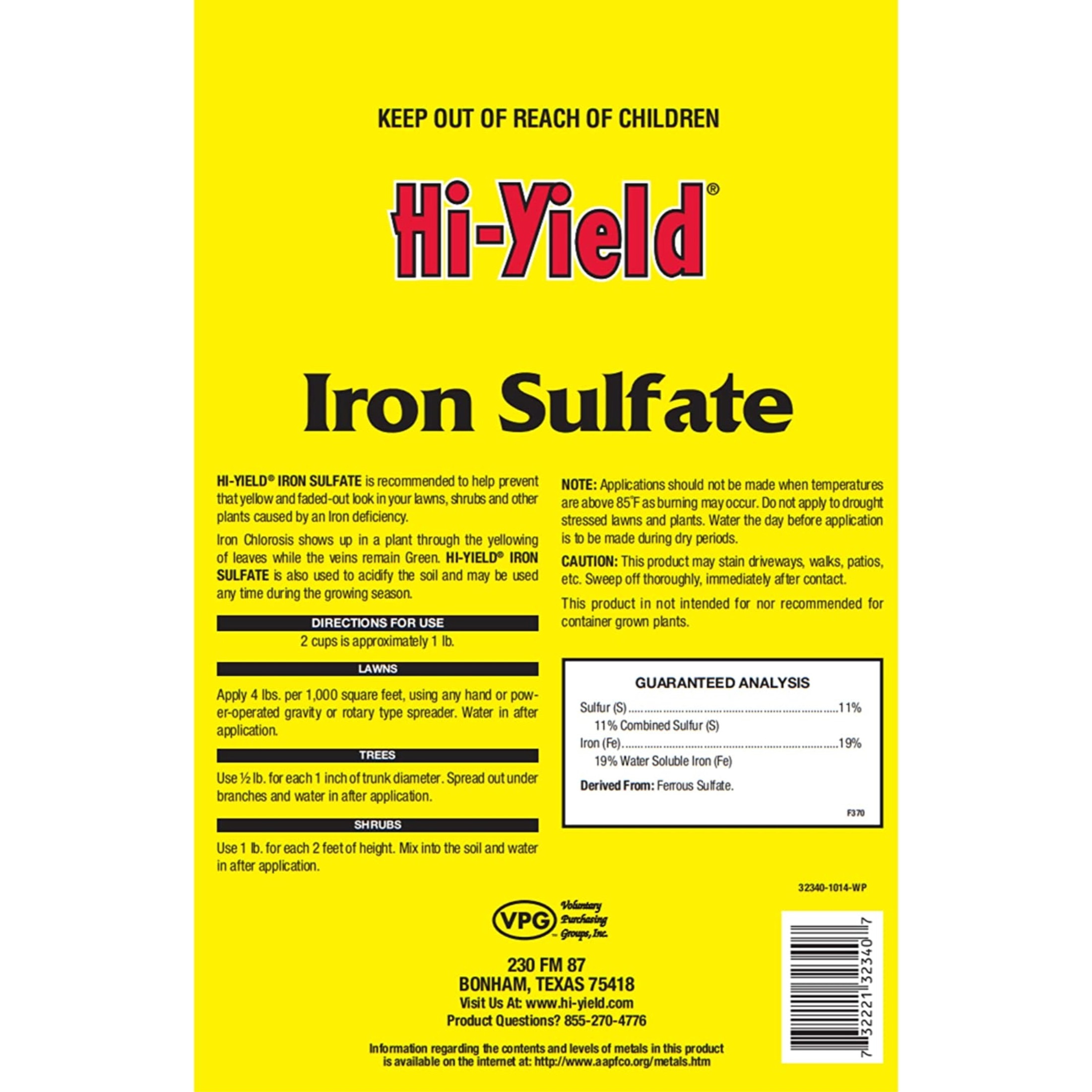 VPG Hi-Yield Iron Sulfate, 4 lb bag