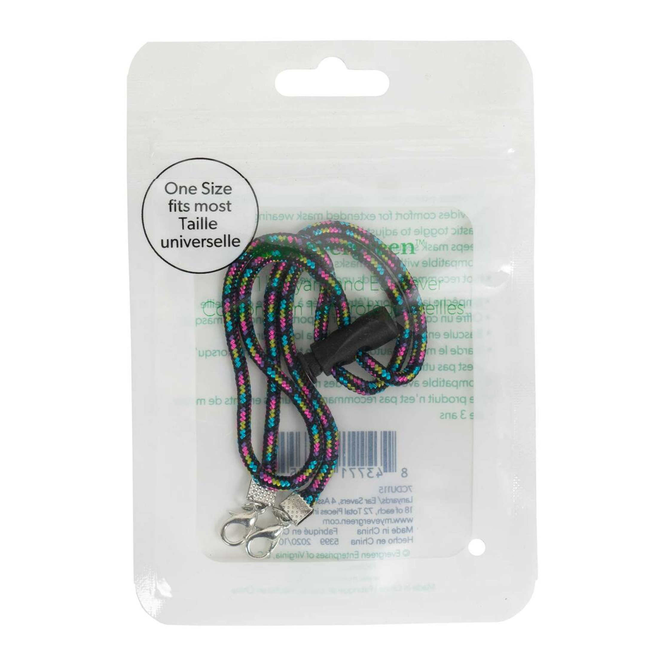 Evergreen Products 2-In-1 Lanyard and Ear Saver for Masks, Assorted Colors (1 Count)