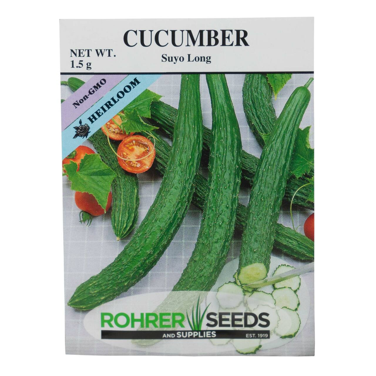 Rohrer Seeds Cucumber, Suyo Long Heirloom, 1.5g, Approx 60 Seeds/Packet