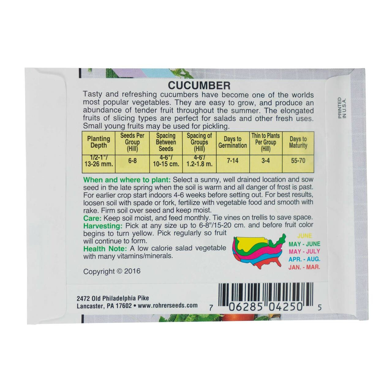 Rohrer Seeds Cucumber, Suyo Long Heirloom, 1.5g, Approx 60 Seeds/Packet