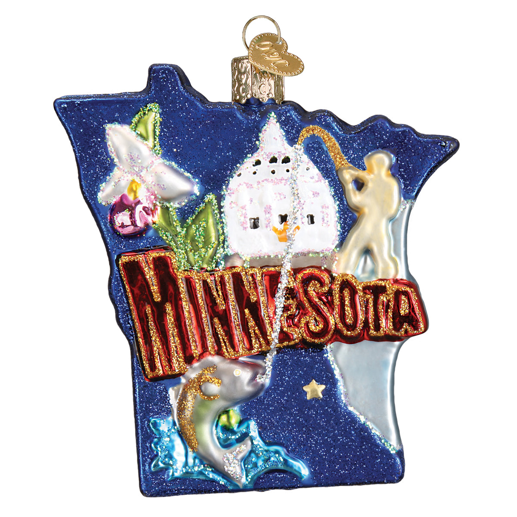 Old World Christmas State Of Minnesota Hanging Glass Ornament For Christmas Tree