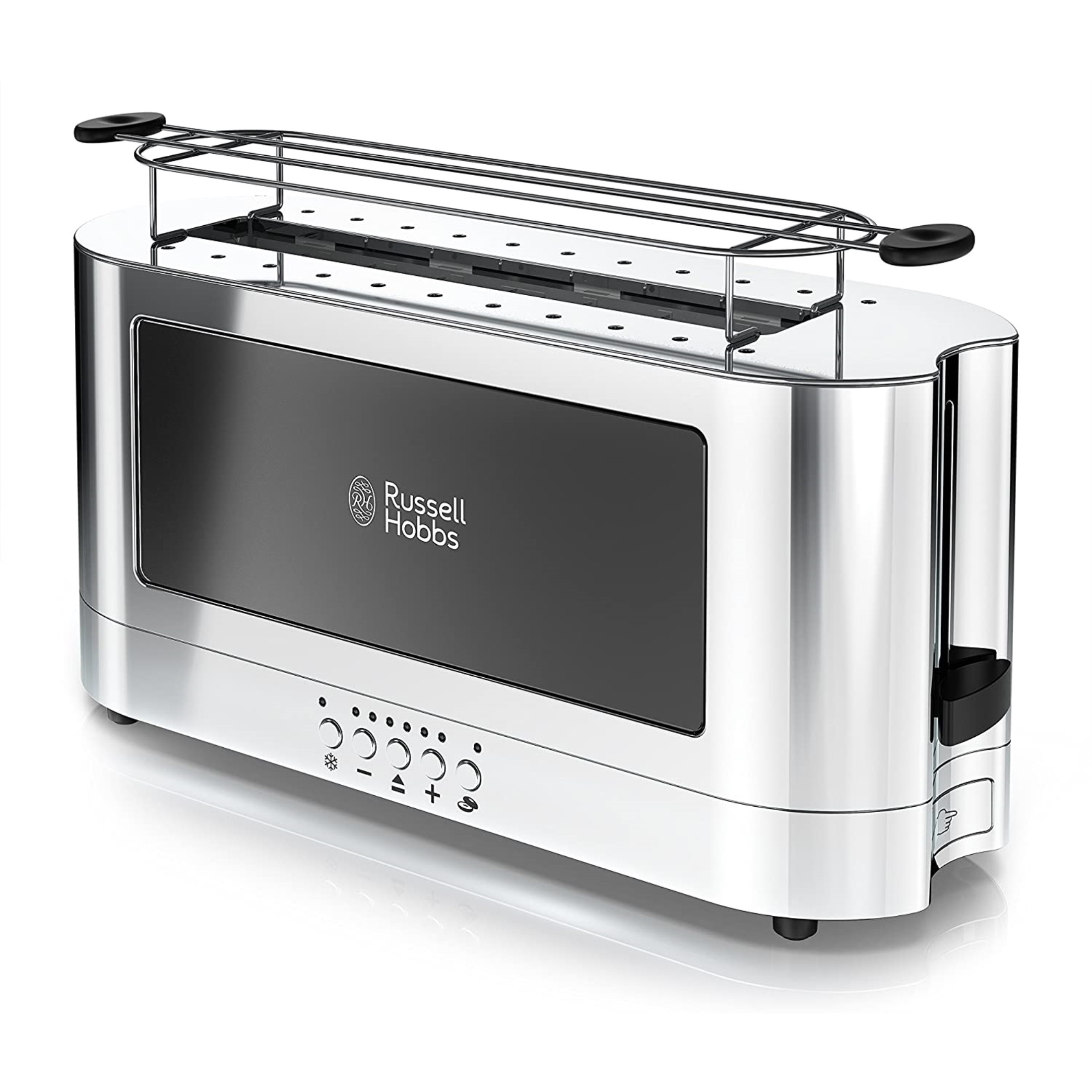 Russell Hobbs Glass Accented Long Toaster, Black & Stainless