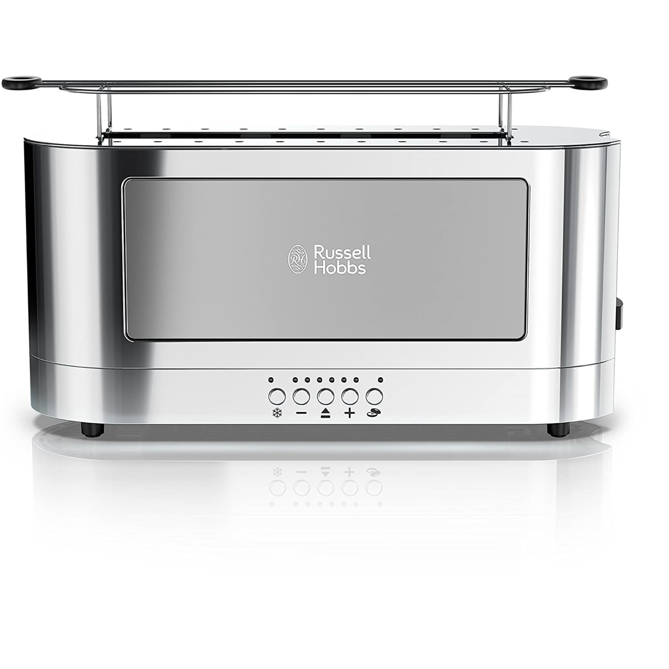 Russell Hobbs Glass Accent Long Toaster, Silver & Stainless Steel, 2-Slice