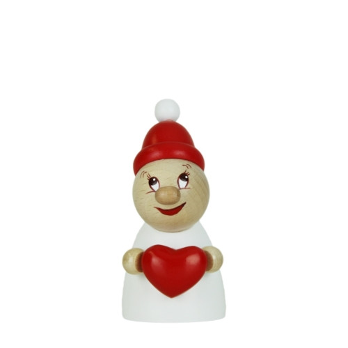 Steinbach Wooden Clumsy Mini Collection, Valentine with Red Heart and Wooden Beanie, 4.7"