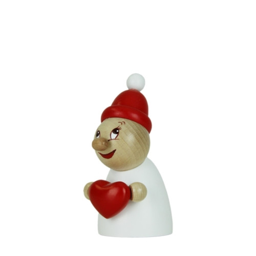 Steinbach Wooden Clumsy Mini Collection, Valentine with Red Heart and Wooden Beanie, 4.7"