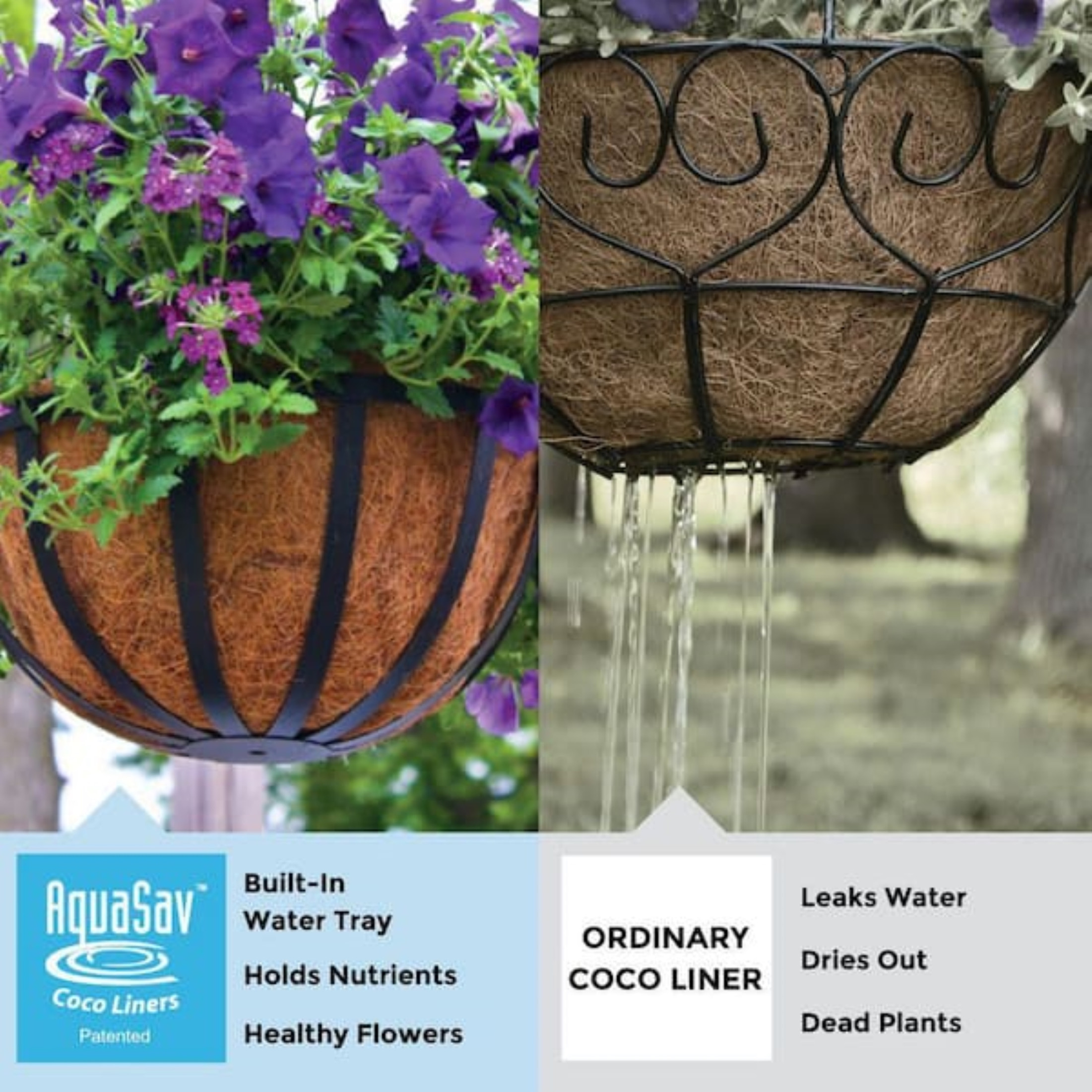 Pride AquaSav Round Smart Coco Liner with Built-In Water Tray for Hanging Baskets, 12” Pride AquaSav Round Smart Coco Liner with Built-In Water Tray for Hanging Baskets, 12”