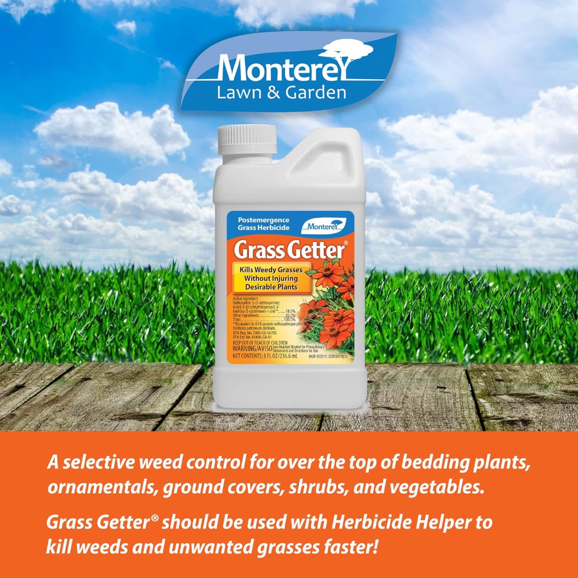 Monterey Grass Getter, Post Emergence Herbicide for Grass Weeds, 8 oz