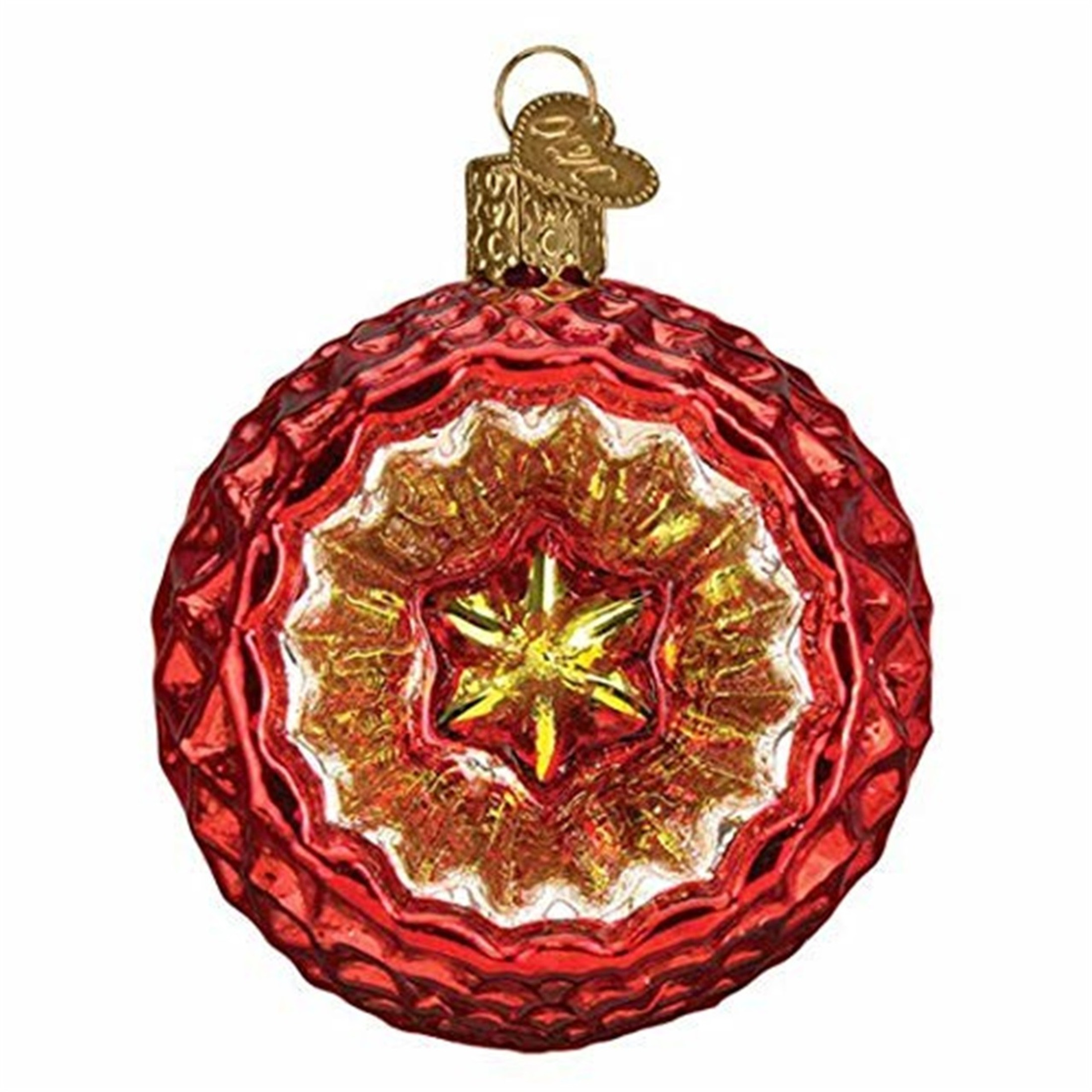 Old World Christmas Glass Blown Ornament, Faceted Crimson Reflection (With OWC Gift Box)