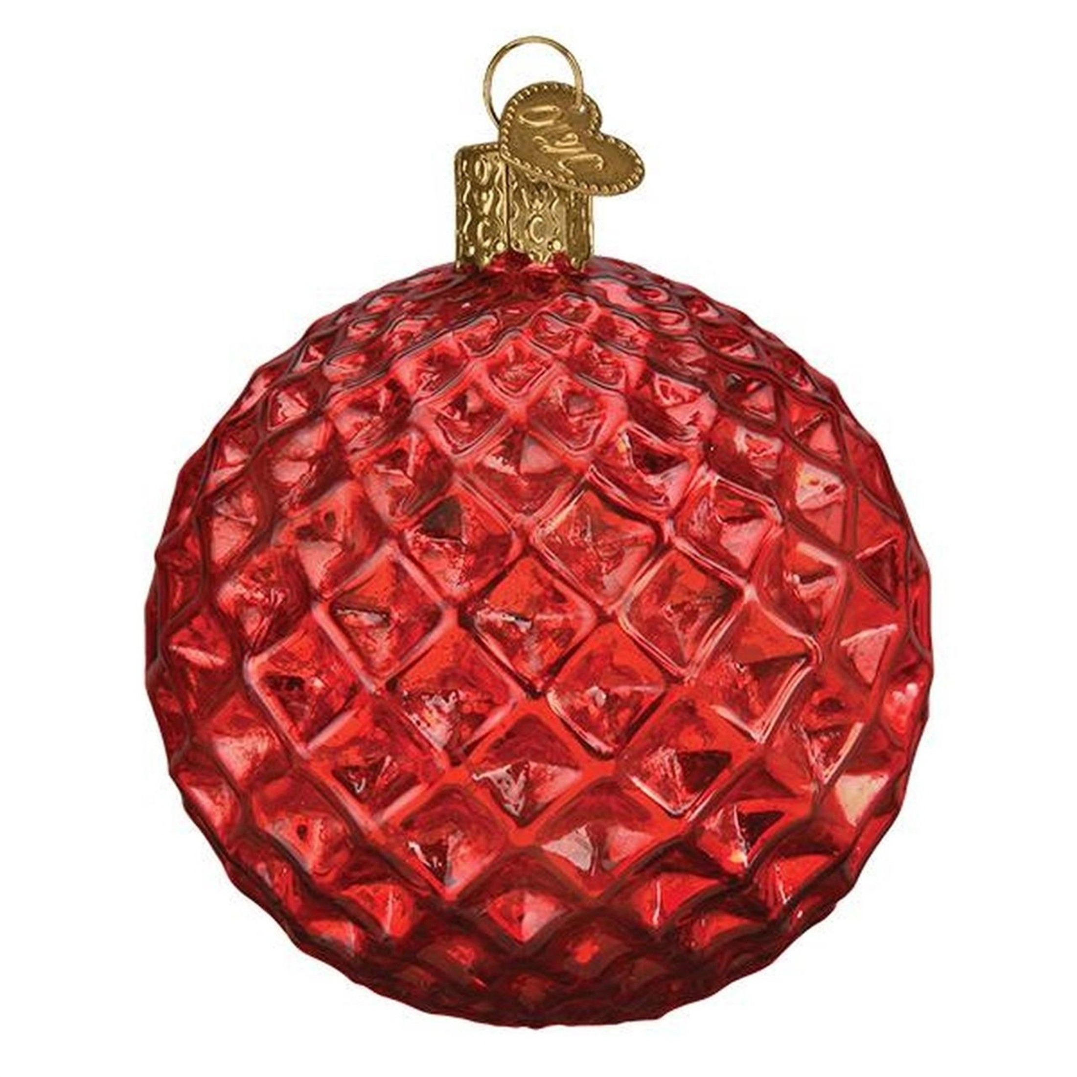 Old World Christmas Glass Blown Ornament, Faceted Crimson Reflection (With OWC Gift Box)