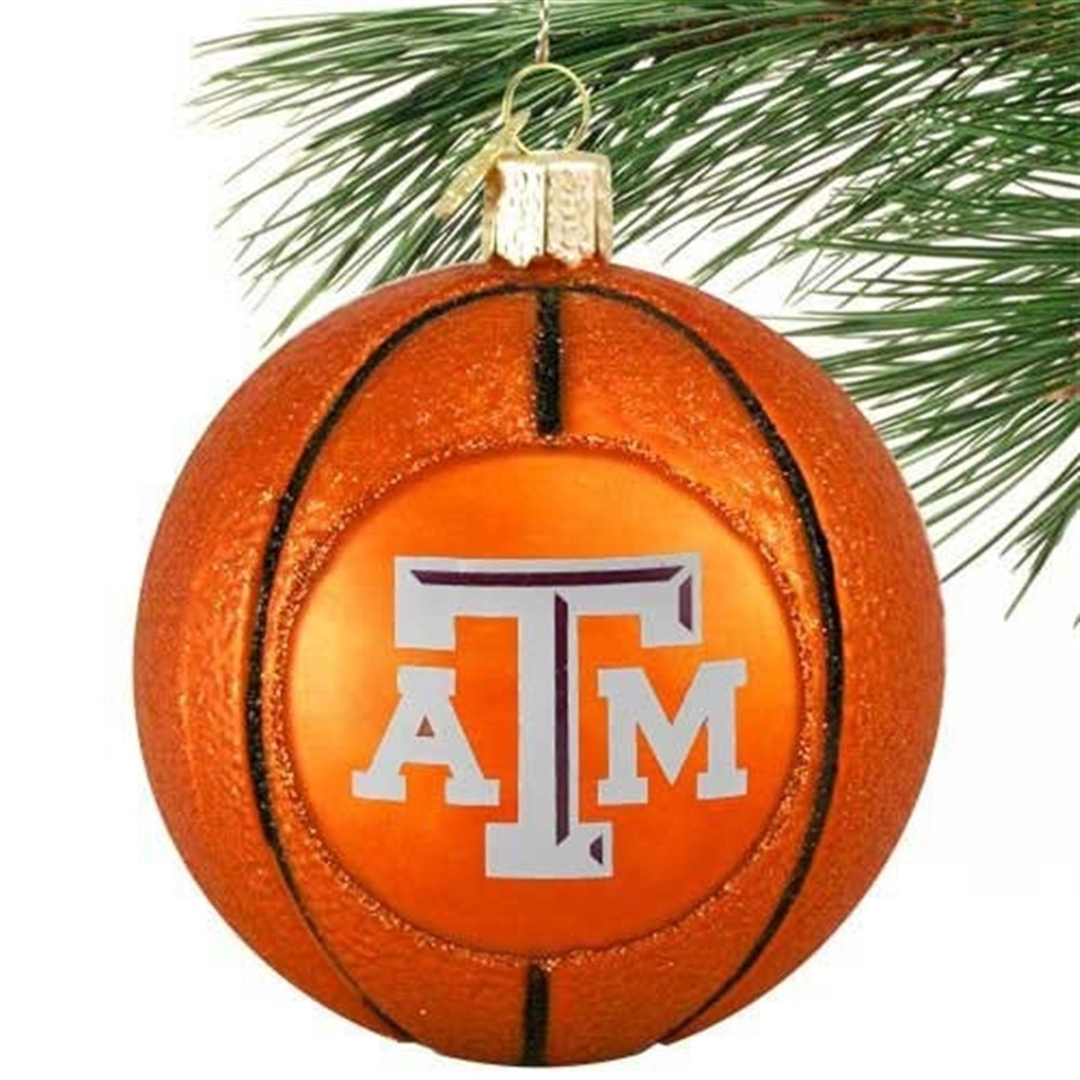 Old World Christmas Glass Blown Ornament, Texas A&M Aggies Basketball, 3'' (With OWC Gift Box)