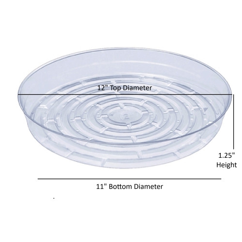 Curtis Wagner Plastics Vinyl Plant Saucer — Air-Flow Bottom Design, Clear — 12"