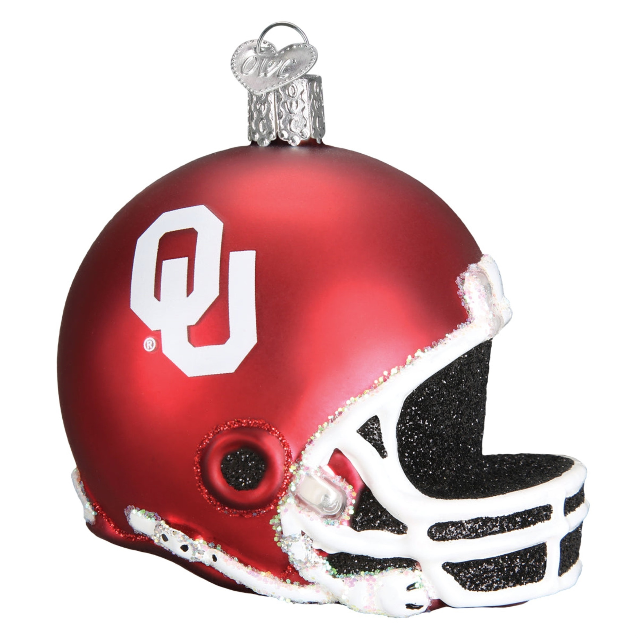 Old World Christmas Glass Blown Christmas Ornament, Oklahoma Sooners Helmet (With OWC Gift Box)