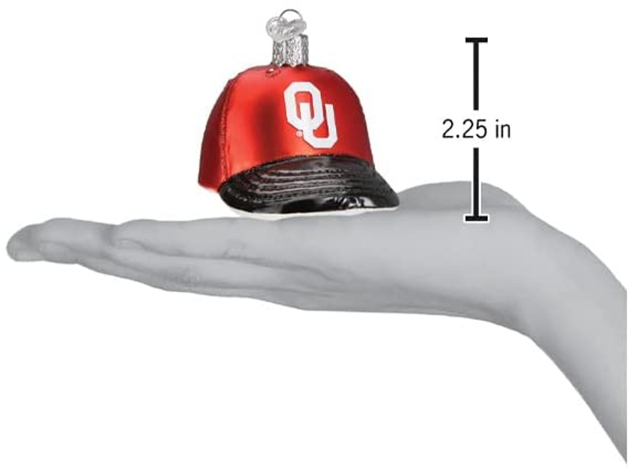 Old World Christmas Glass Blown Tree Ornament, Oklahoma Sooners Baseball Cap (With OWC Gift Box)