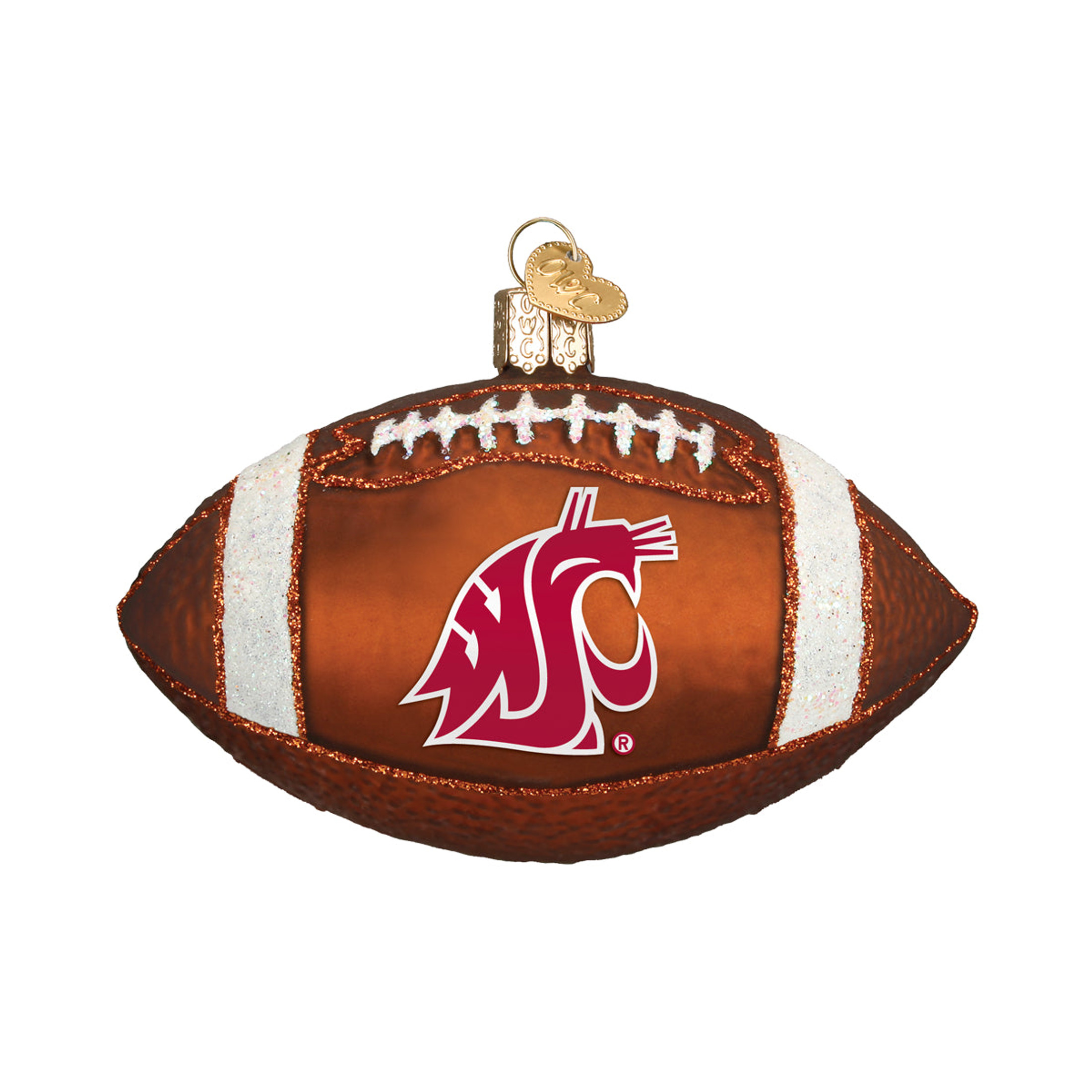 Old World Christmas Hanging Glass Tree Ornament, Washington State University Football (With OWC Gift Box)