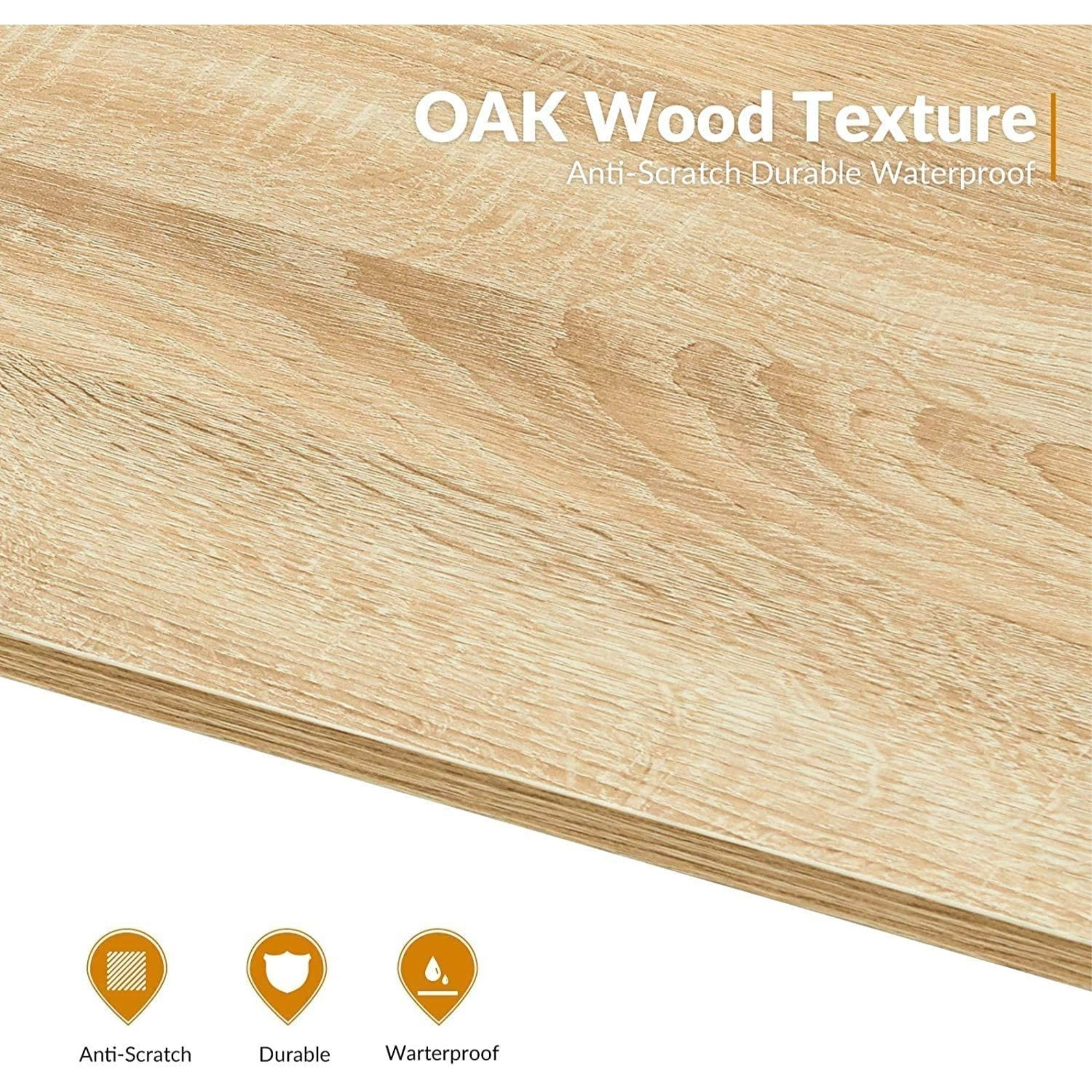 Coavas Office Computer Desk Large Study Desk Simple Writing Table Workstation for Home, Oak Tabletop with Black Frame, 47"