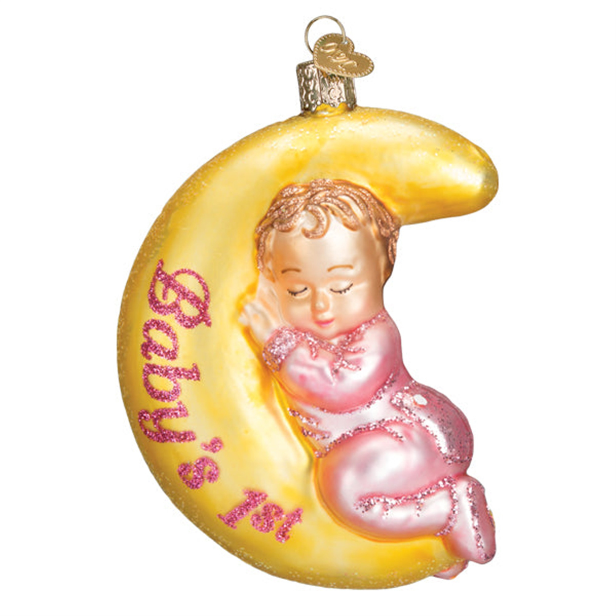 Old World Christmas Glass Blown Ornament for Christmas Tree, Baby's 1st Dreamtime Girl