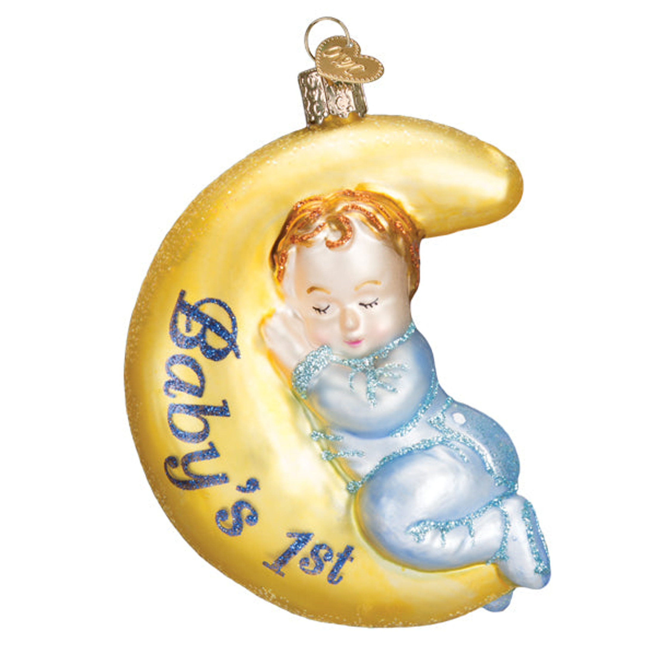 Old World Christmas Glass Blown Tree Ornament, Baby's 1st, Dreamtime Boy (With OWC Gift Box)