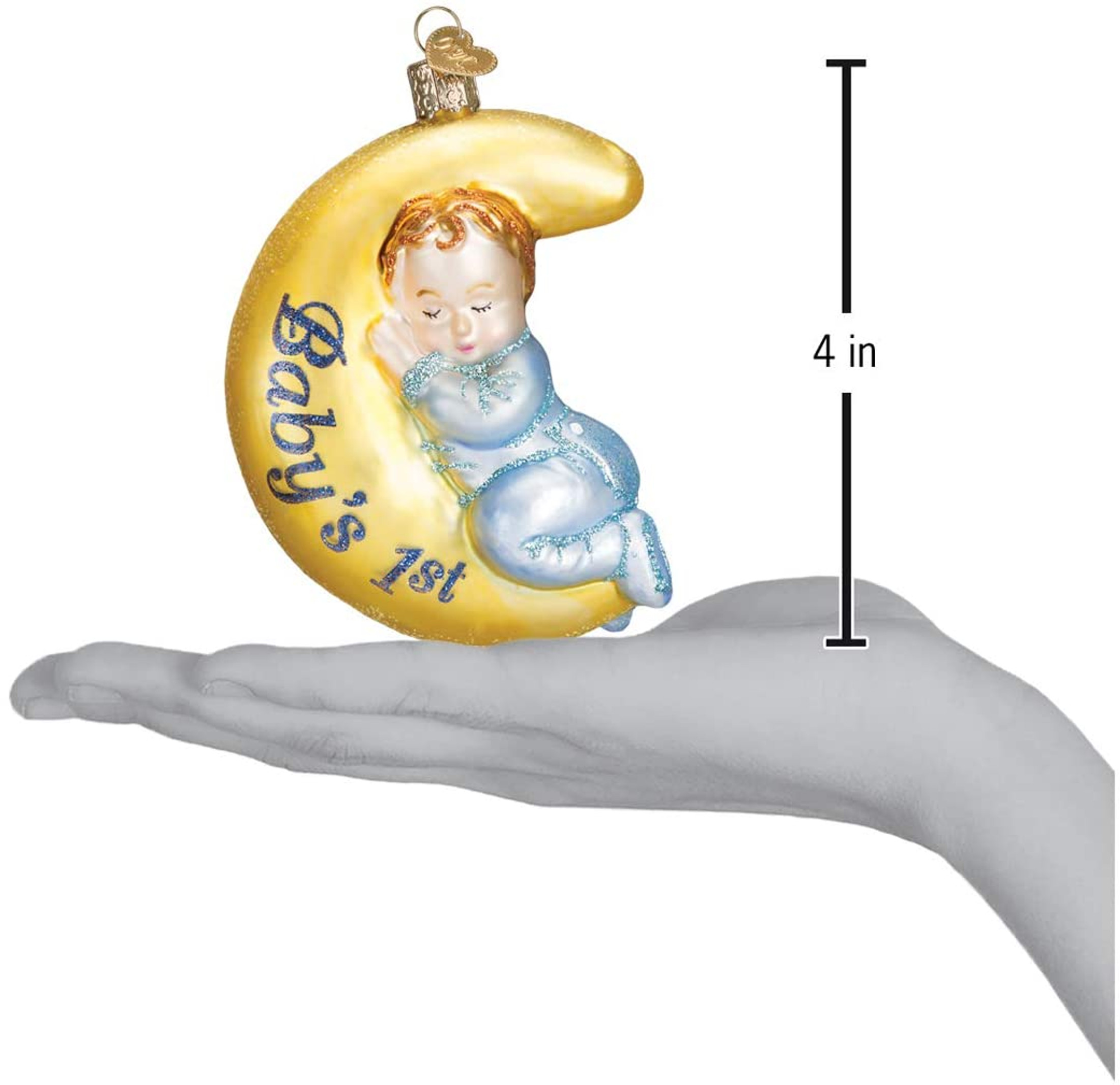 Old World Christmas Glass Blown Tree Ornament, Baby's 1st, Dreamtime Boy (With OWC Gift Box)