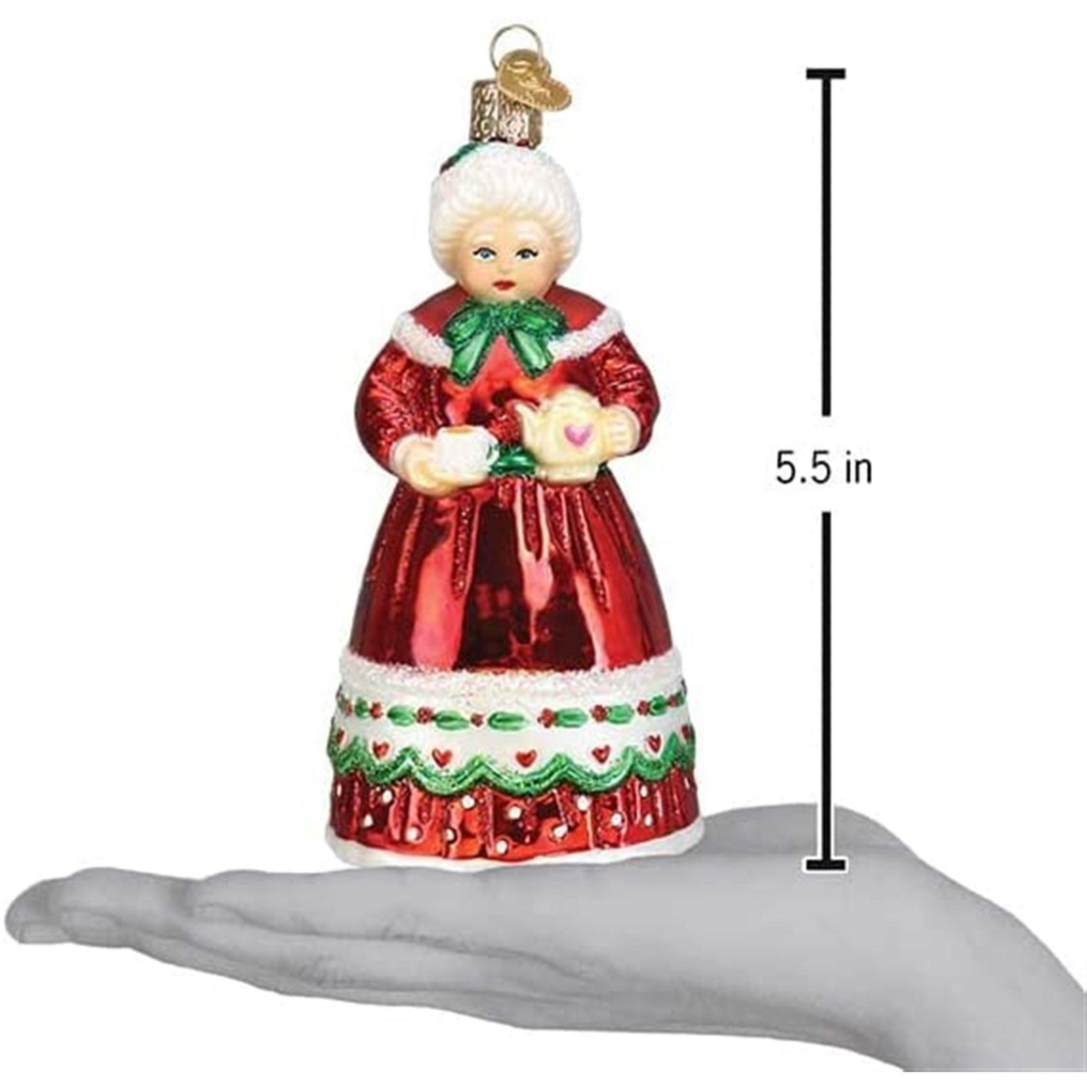 Old World Christmas Glass Blown Christmas Ornament, Mrs. Claus (With OWC Gift Box)