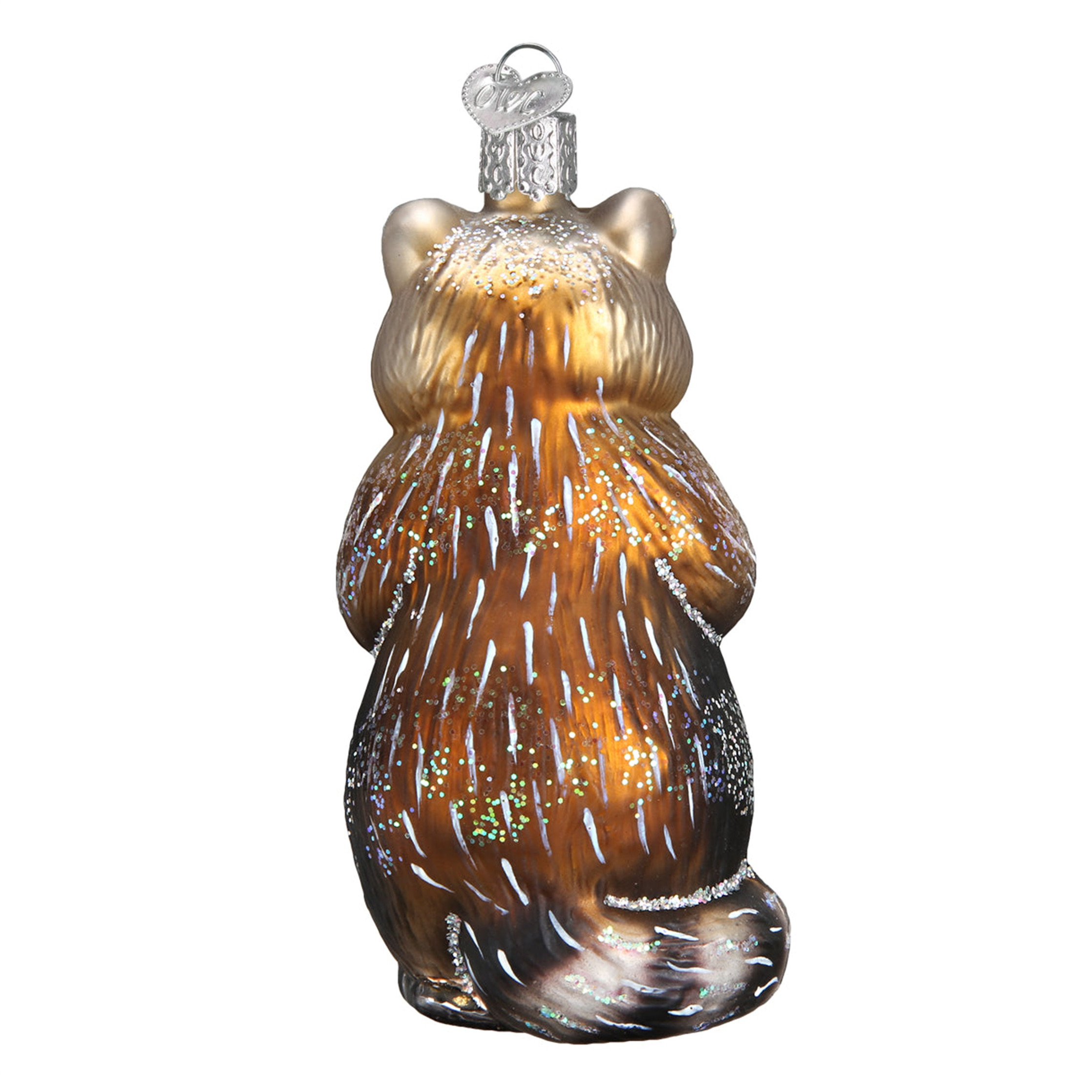 Old World Christmas Glass Blown Christmas Ornament, Racoon (With OWC Gift Box)