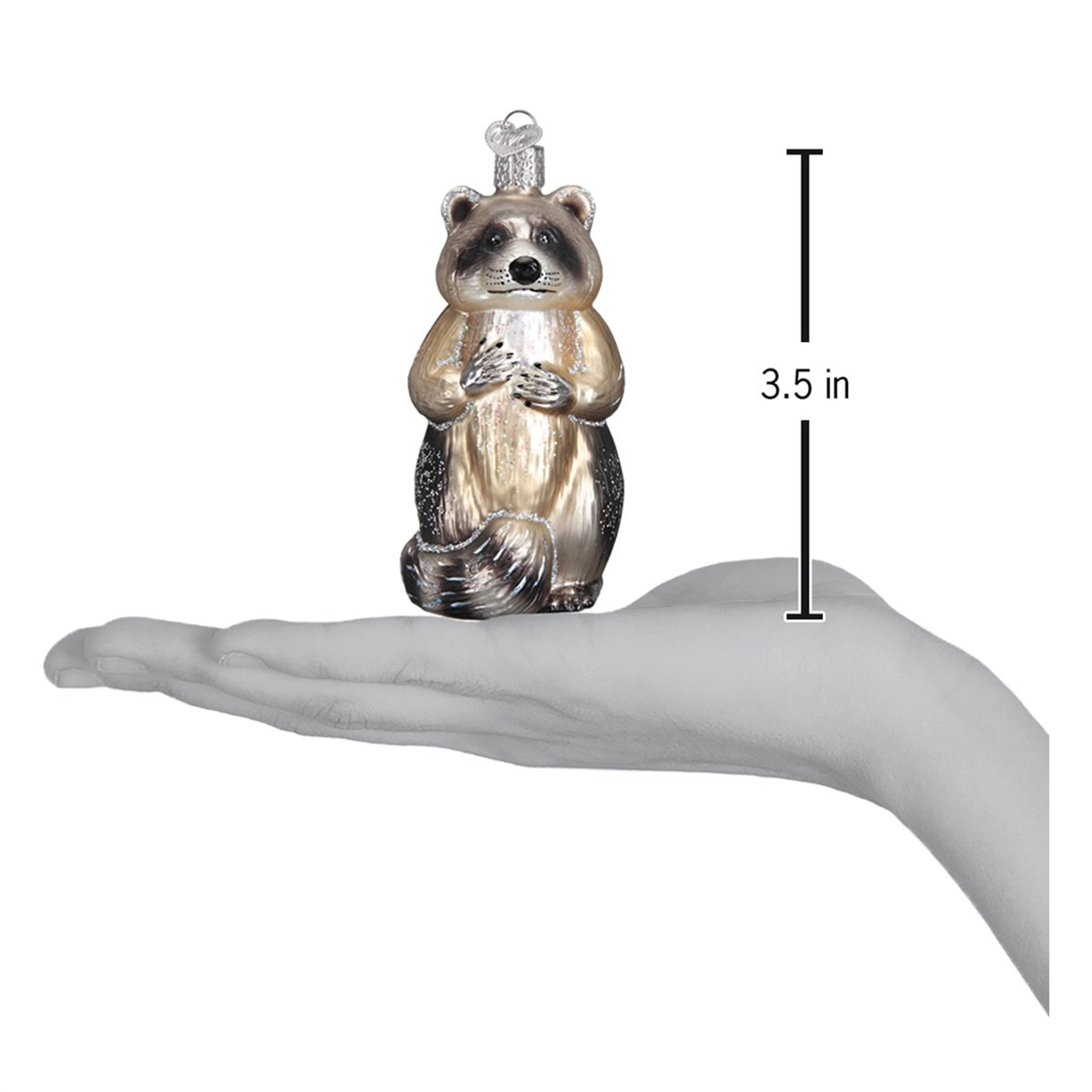 Old World Christmas Glass Blown Christmas Ornament, Racoon (With OWC Gift Box)