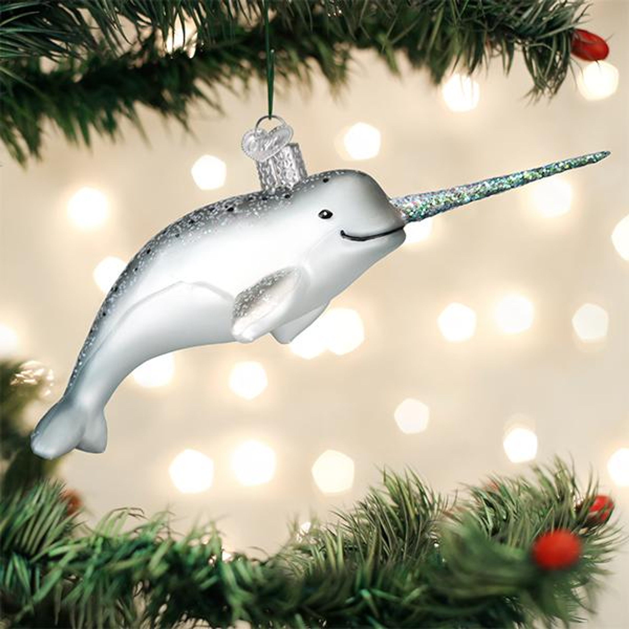 Old World Christmas Hanging Glass Tree Ornament, Narwhal