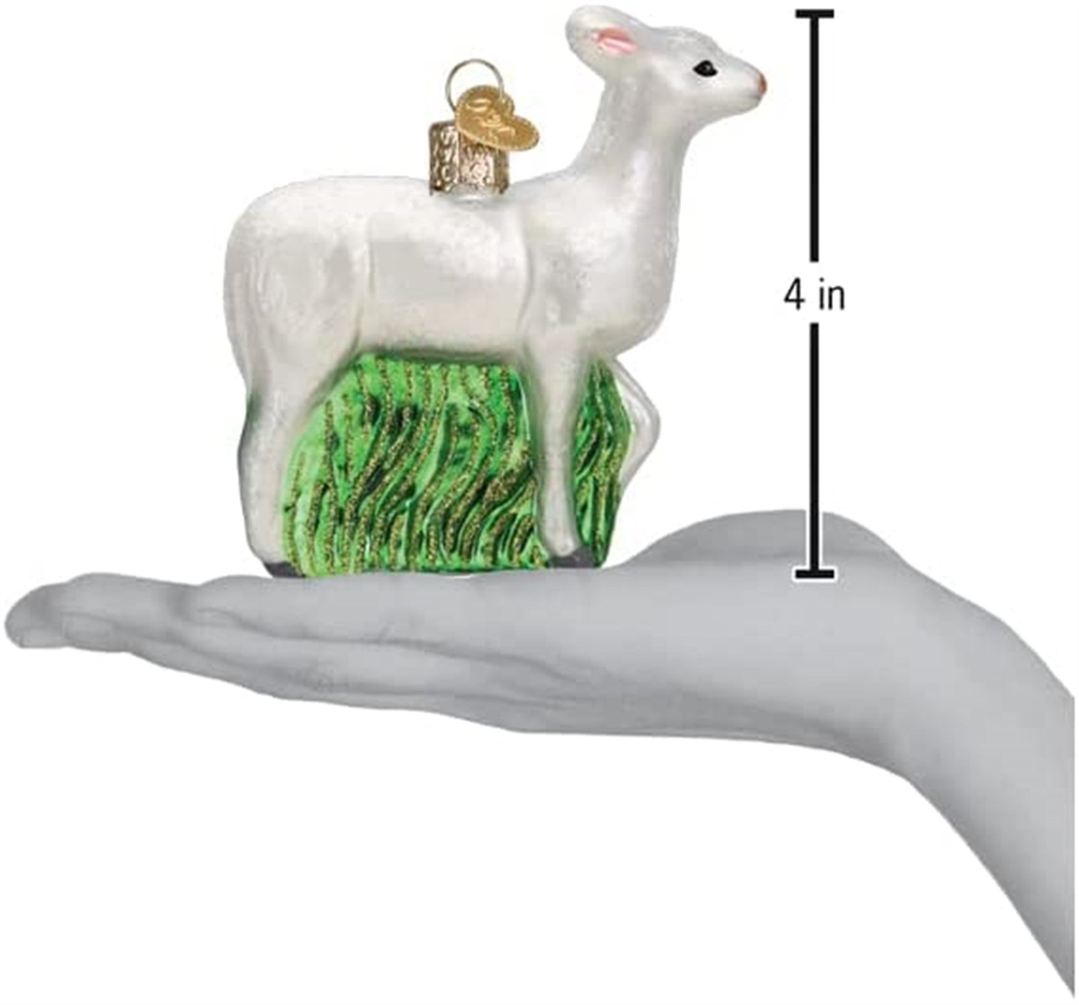 Old World Christmas Glass Blown Christmas Ornament, Seneca White Deer (With OWC Gift Box)