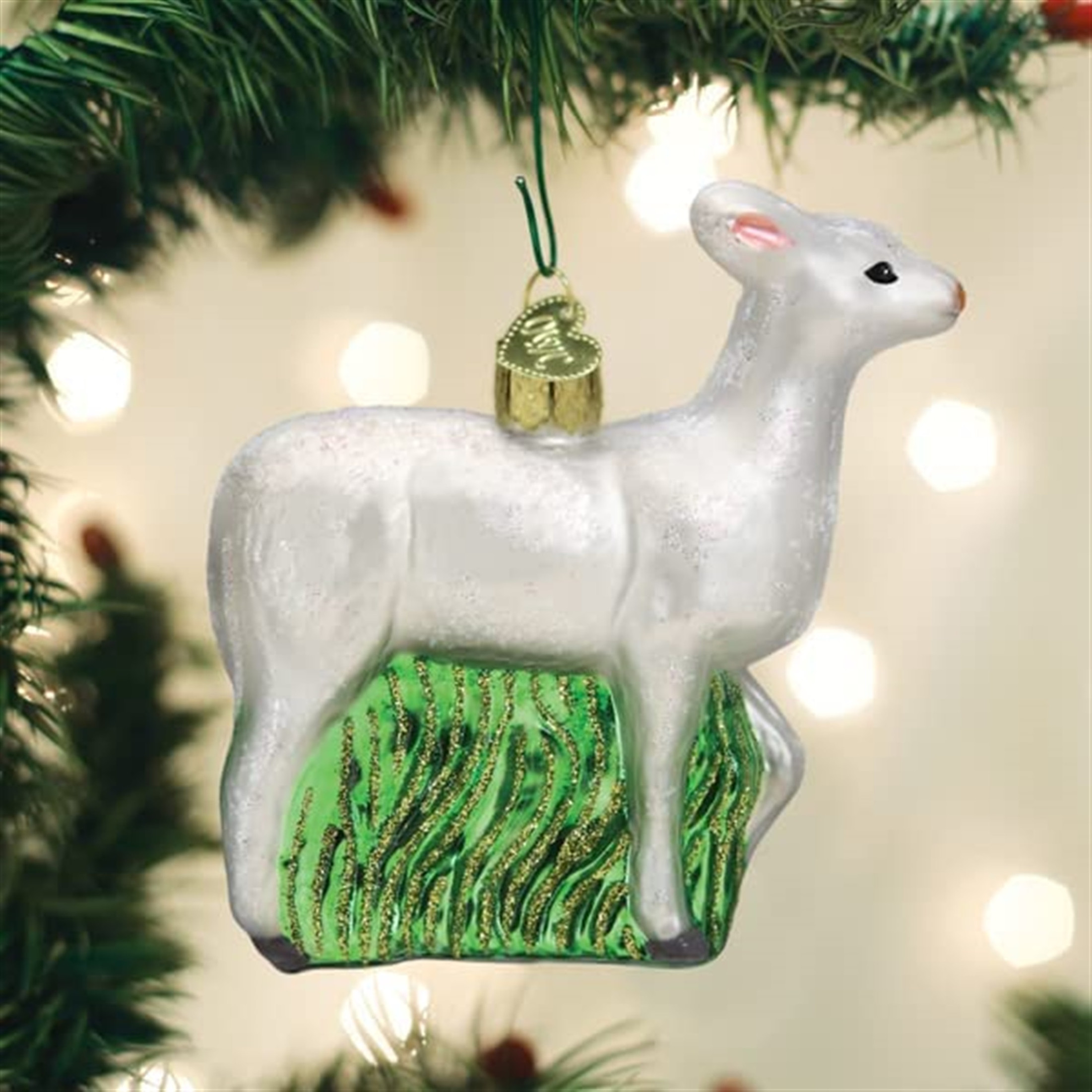 Old World Christmas Blown Glass Ornament for Christmas Tree, Seneca White Deer