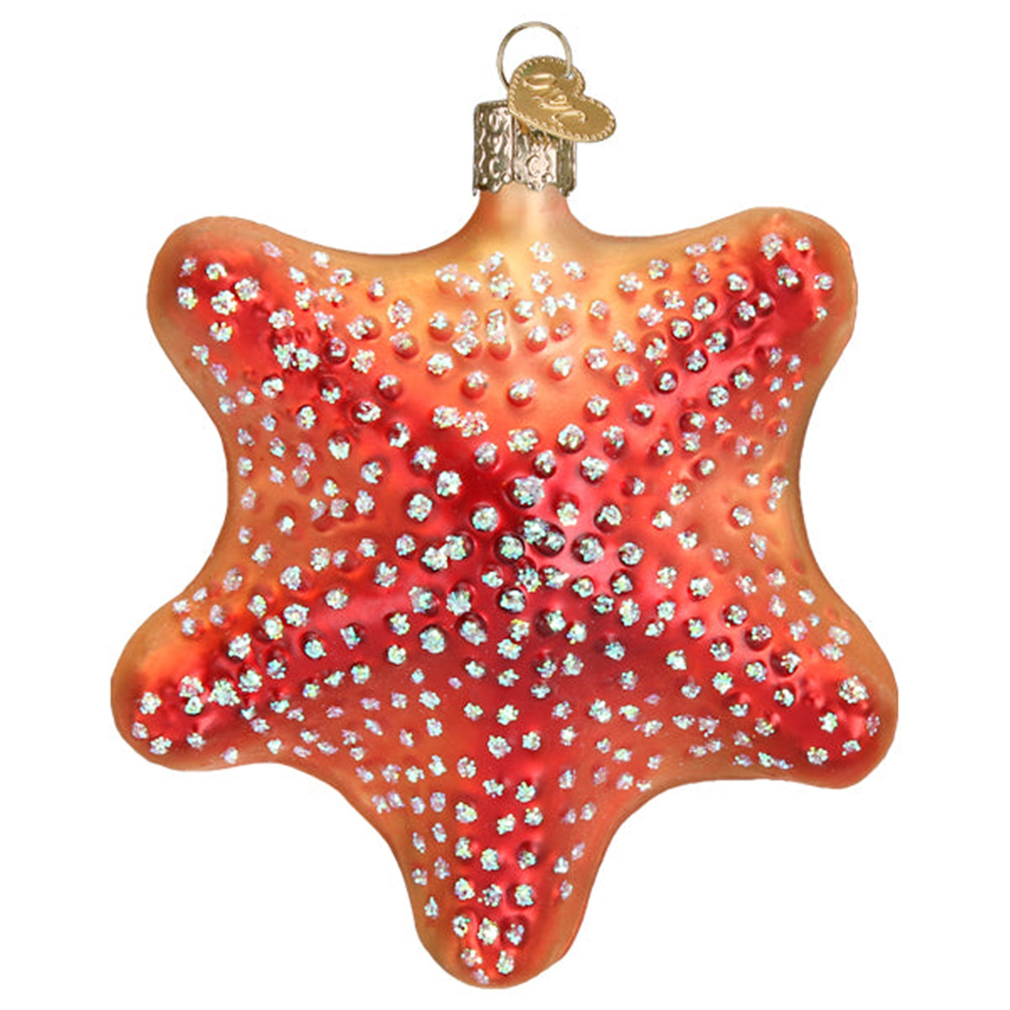 Old World Christmas Blown Glass Ornament for Christmas Tree, Red Starfish