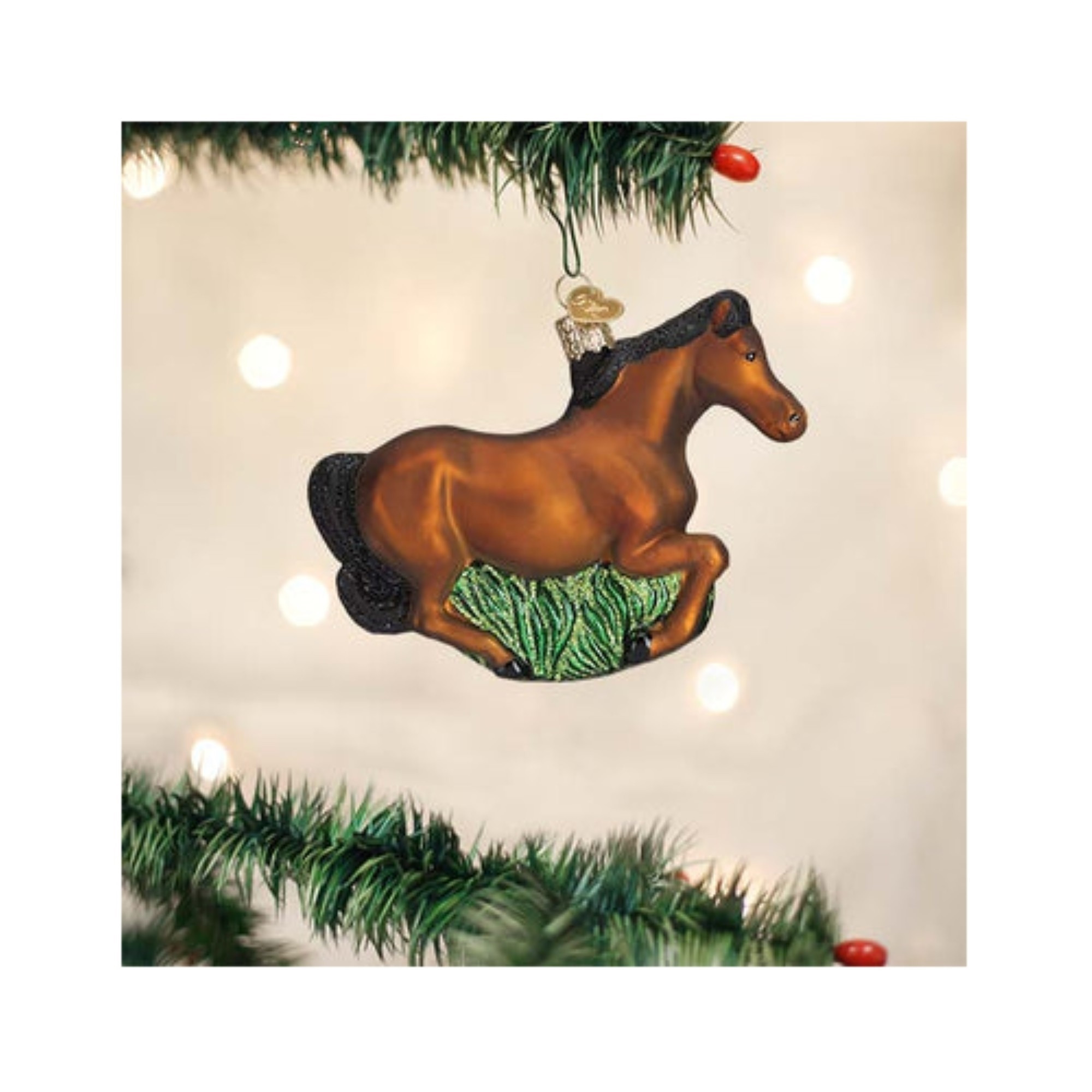 Old World Christmas Blown Glass Ornament for Christmas Tree, Brown Mustang