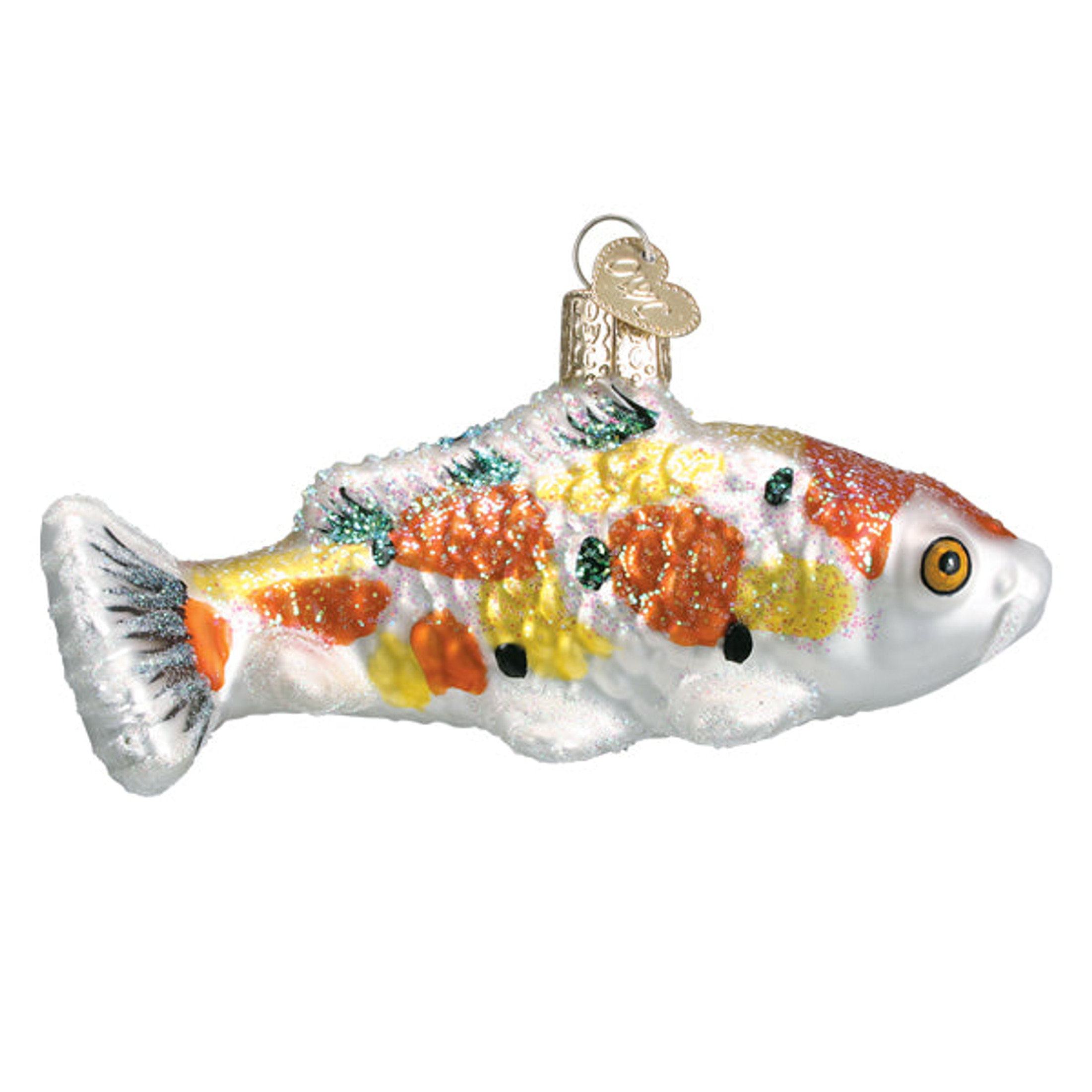 Old World Christmas Hanging Glass Tree Ornament, Orange/Yellow Koi (With OWC Gift Box)