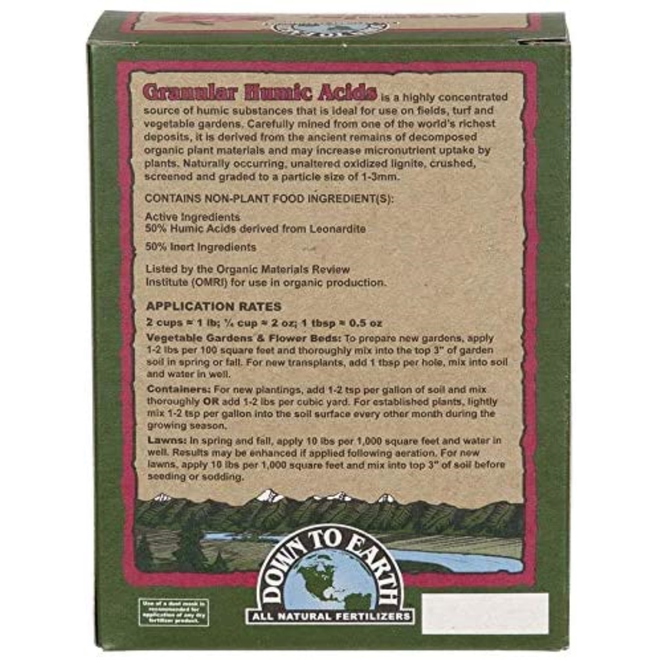 Down to Earth Organic Granular Humic Acids Fertilizer Mix, 1 lb