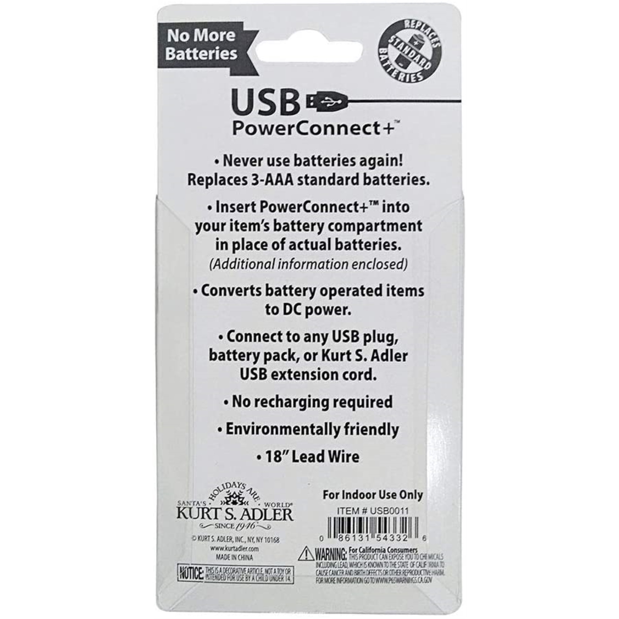Kurt Adler USB PowerConnect+ “AAA” Converter Battery Replacement