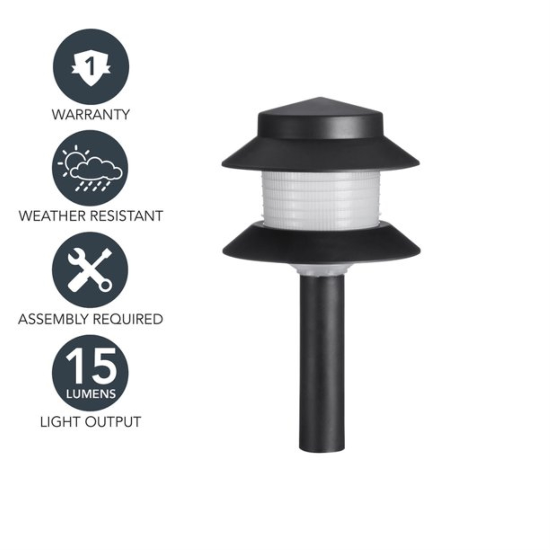 Sterno Home Two-tiered Outdoor Landscaping Path Light, Black (Power Pack and Landscape Wire Sold Separately)
