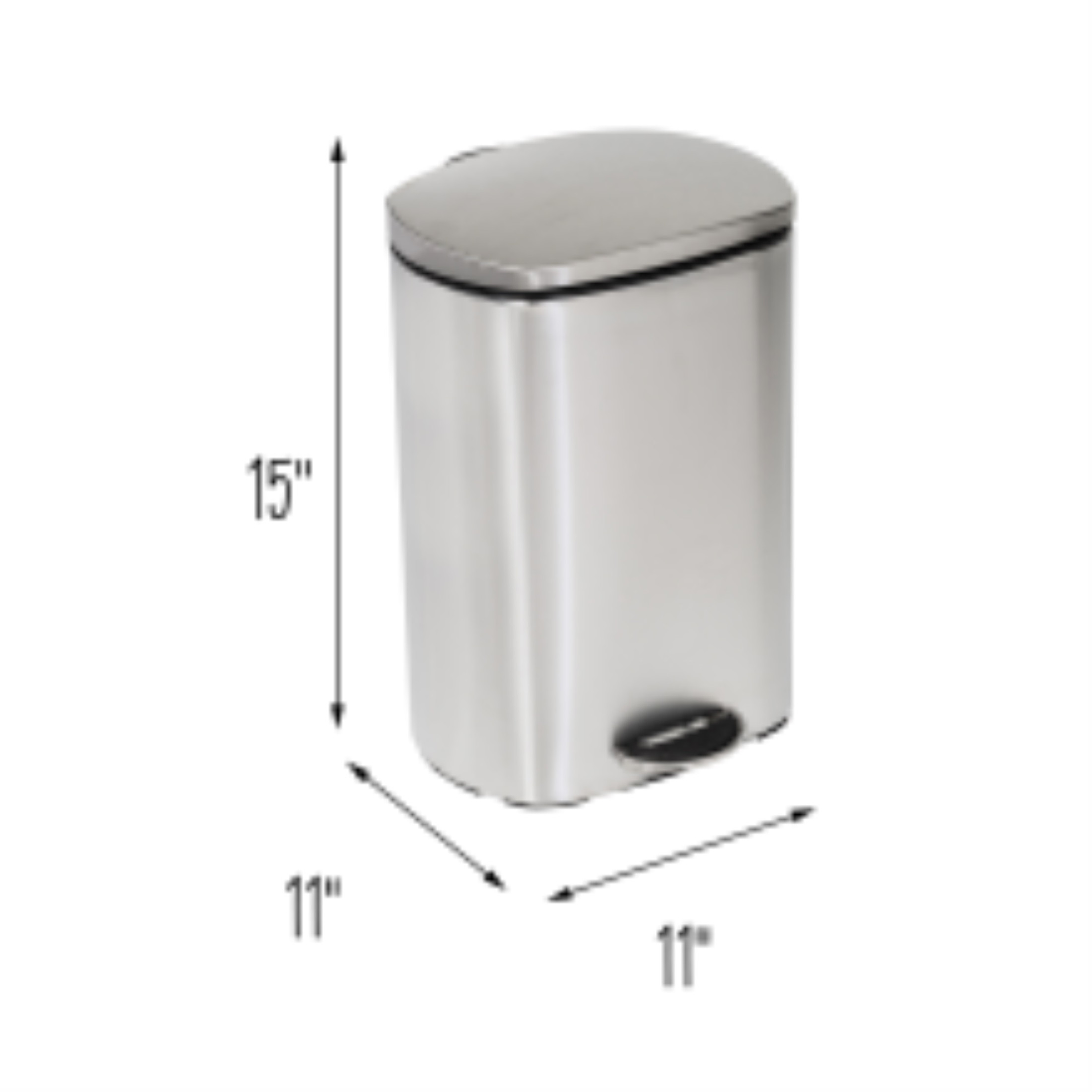Honey Can Do Rectangular Stainless Steel Step Trash Can with Lid, 12-Liter