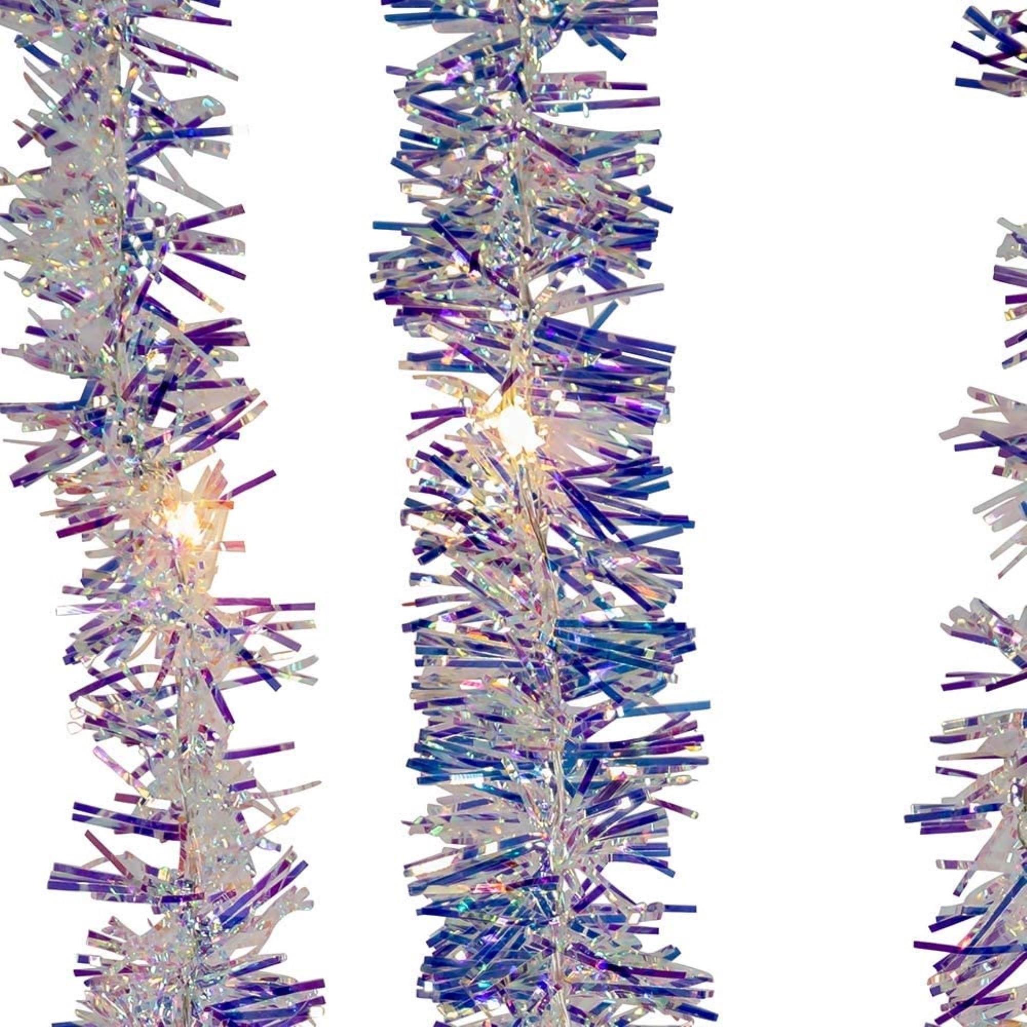Kurt Adler Christmas Decoration, Pre-Lit Iridescent Tinsel Garland, 6.5ft