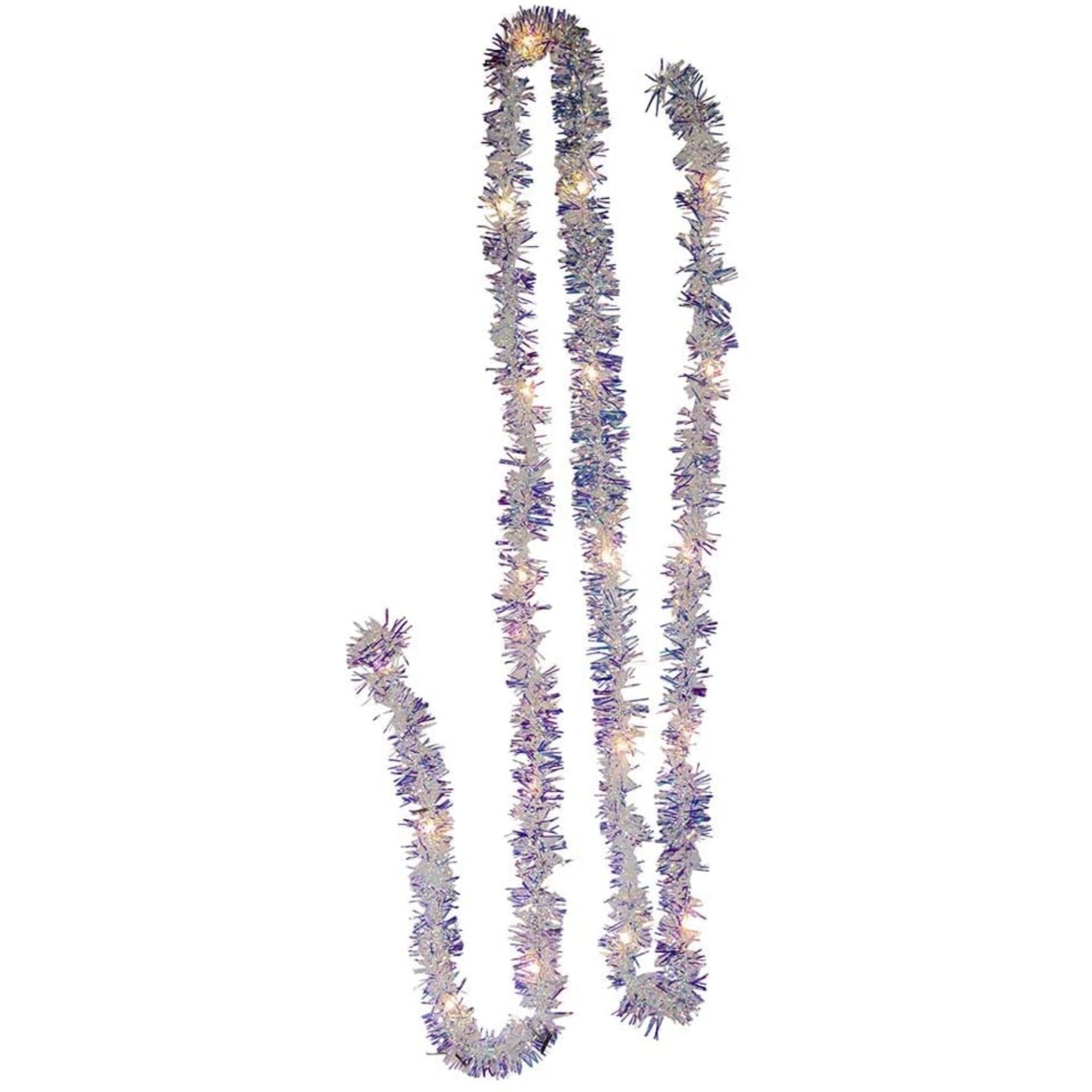 Kurt Adler Christmas Decoration, Pre-Lit Iridescent Tinsel Garland, 6.5ft