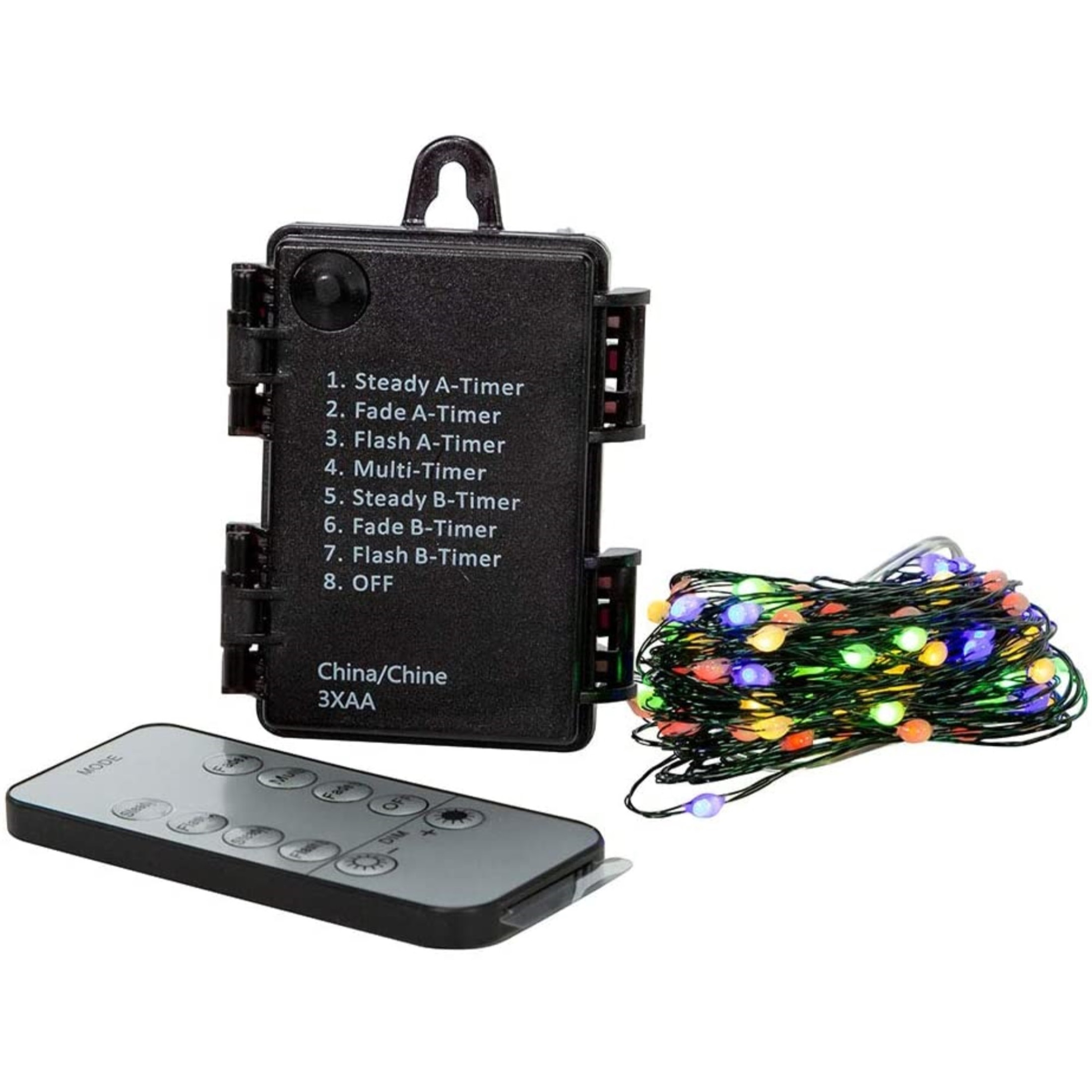 Kurt Adler Indoor/Outdoor Battery Operated 100-Light Dual Color LED Light String with 8 Light Functions, 34'