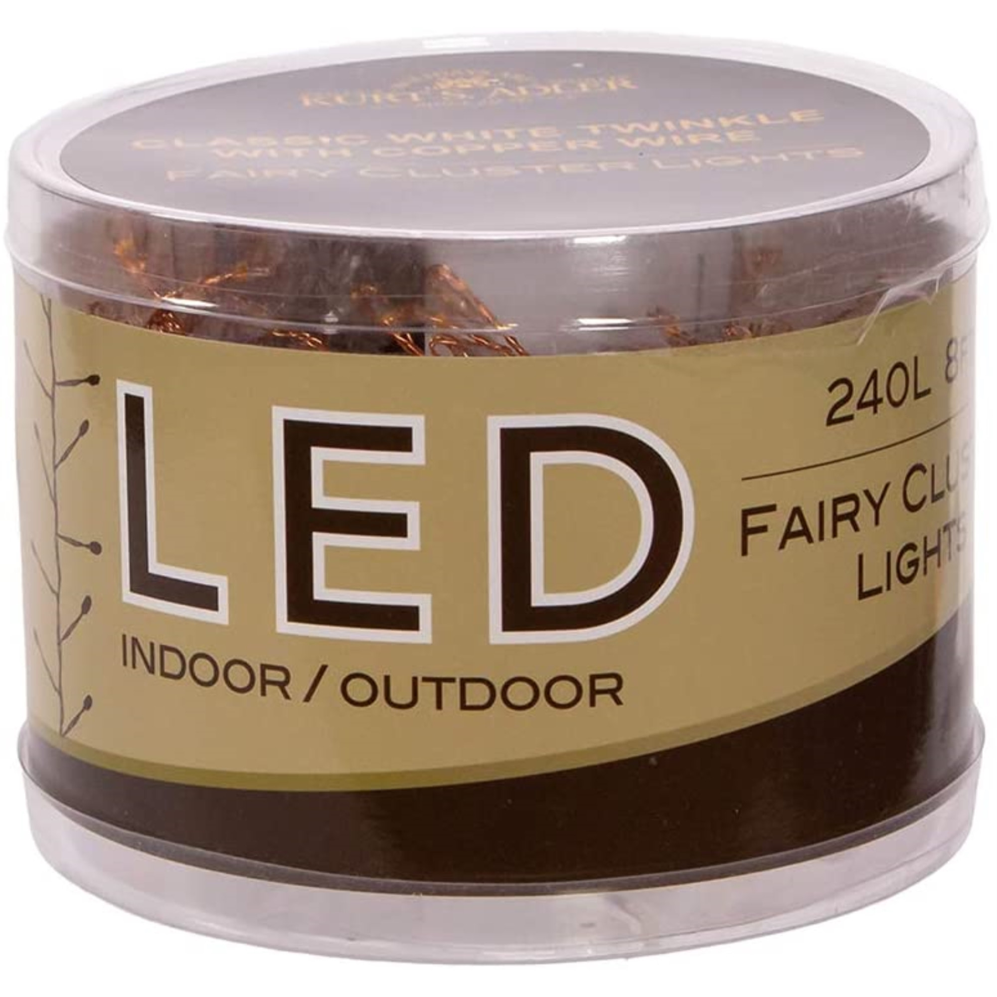 Kurt Adler Indoor & Outdoor Fairy Lights, 240‑White Twinkling Lights, LED Copper‑Wire Garland – 8’ Lighted Length