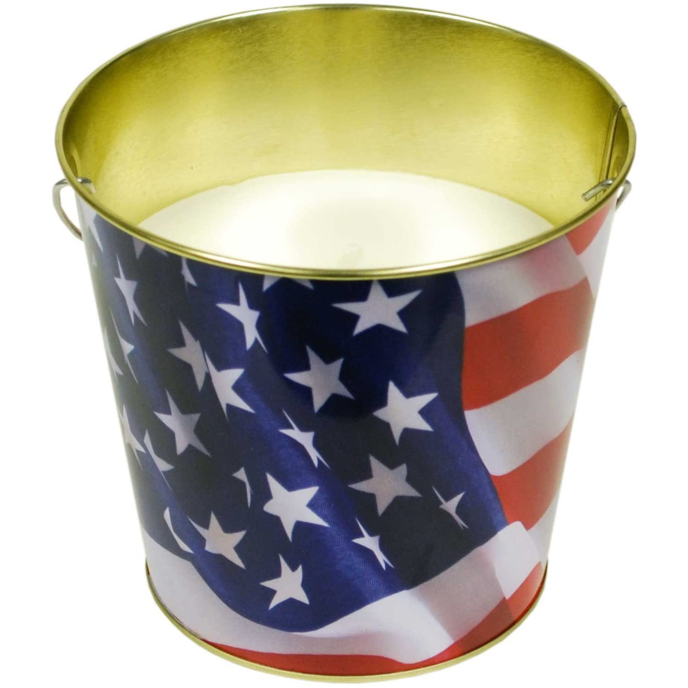 Lamplight Farms TIKI Citronella Candle, USA Flag Metal Bucket, 16oz