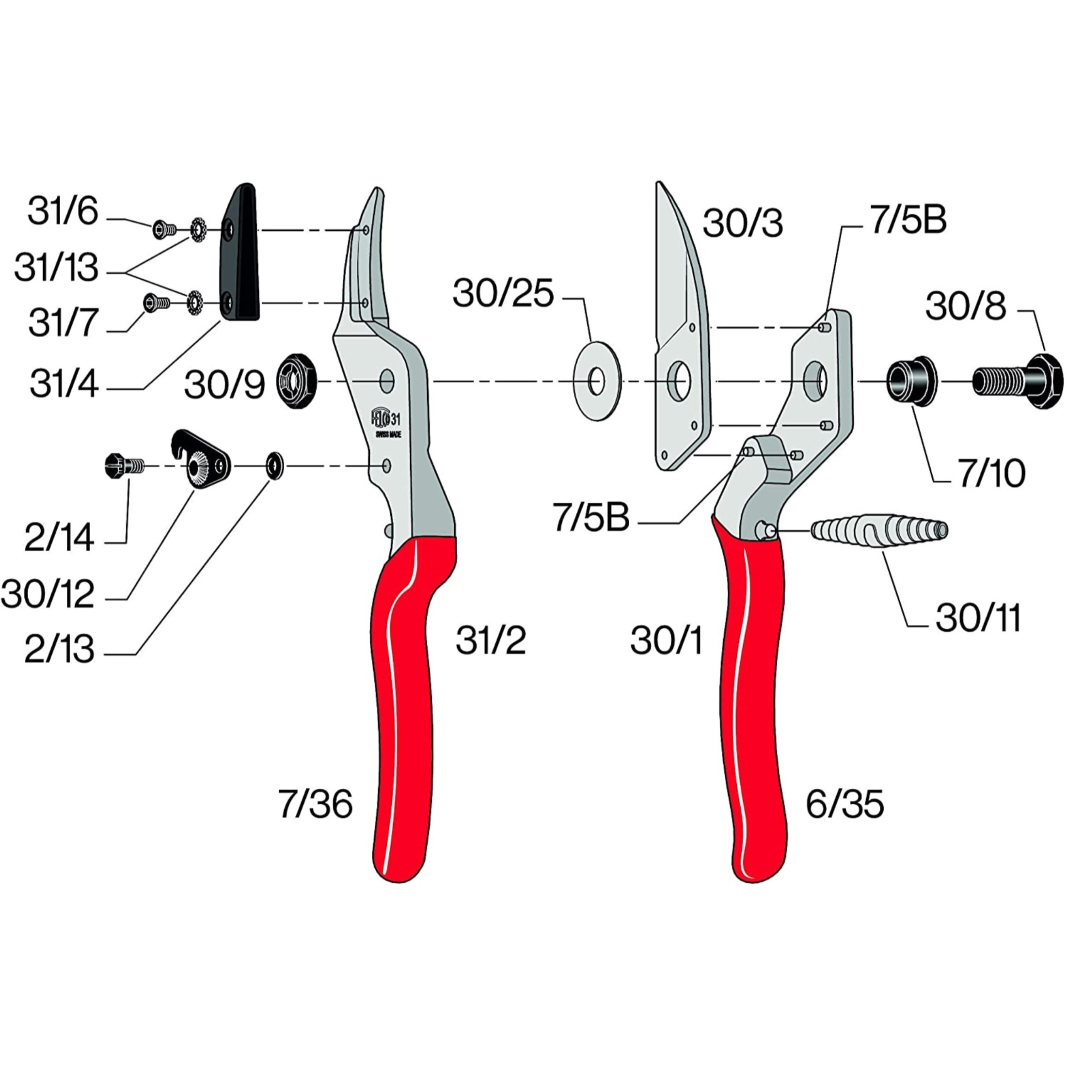 Felco One-Handed Ergonomic Steel Anvil Pruning Shears