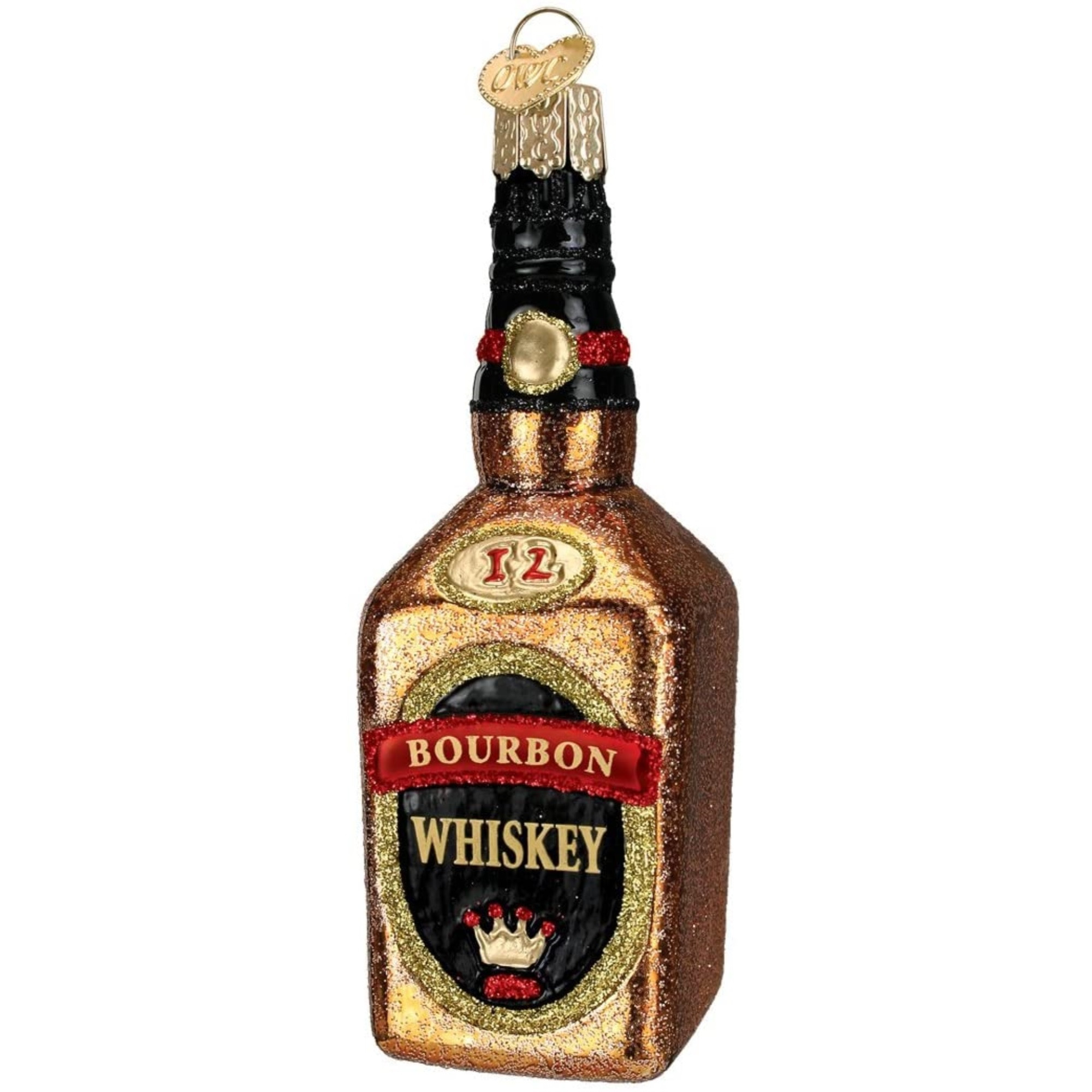 Old World Christmas Blown Glass Ornament for Christmas Tree, Bourbon Bottle