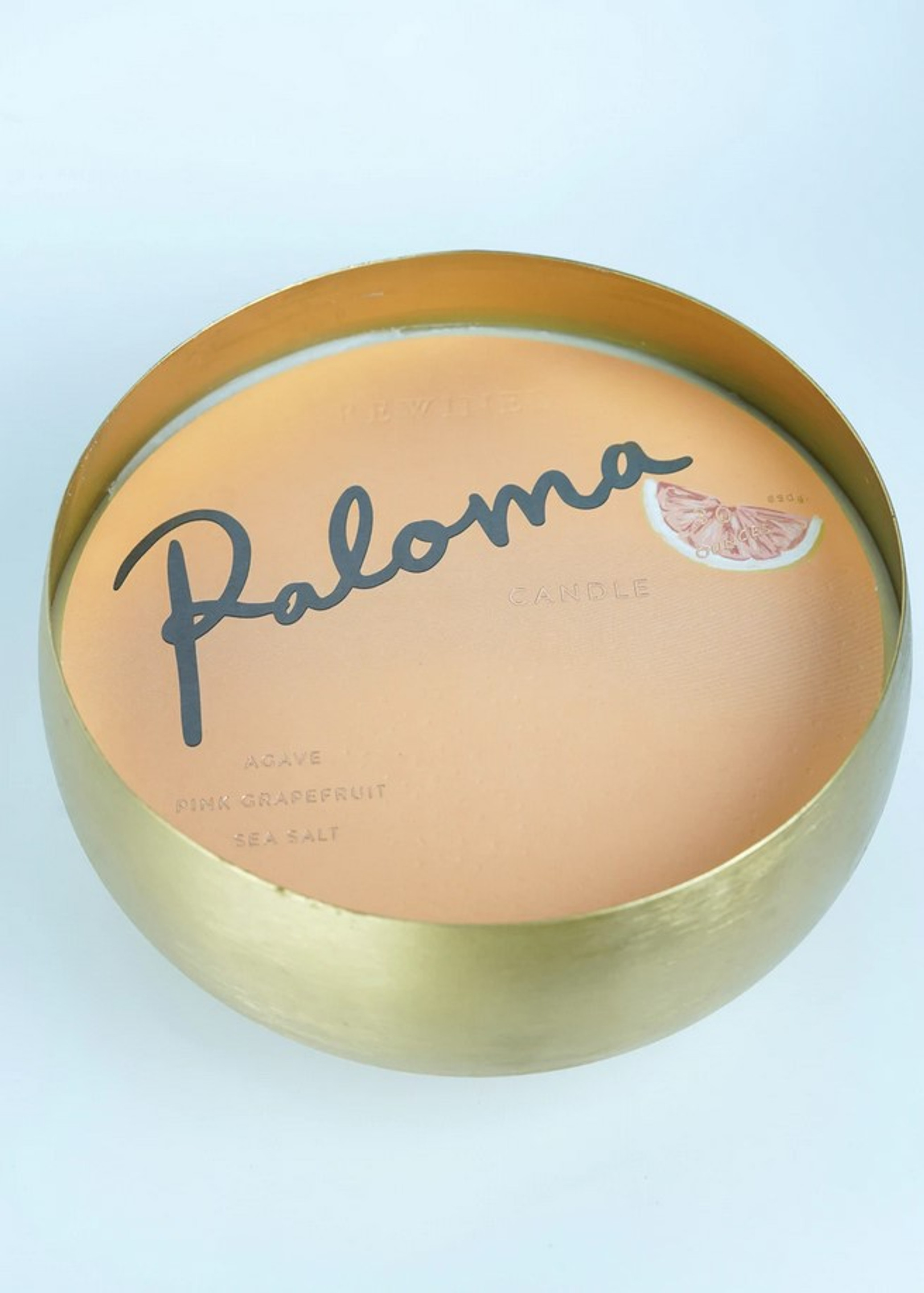 Rewined Company Natural Soy Candle Gold Bowl, 3 Wicks, Paloma Scent, 30 Ounces