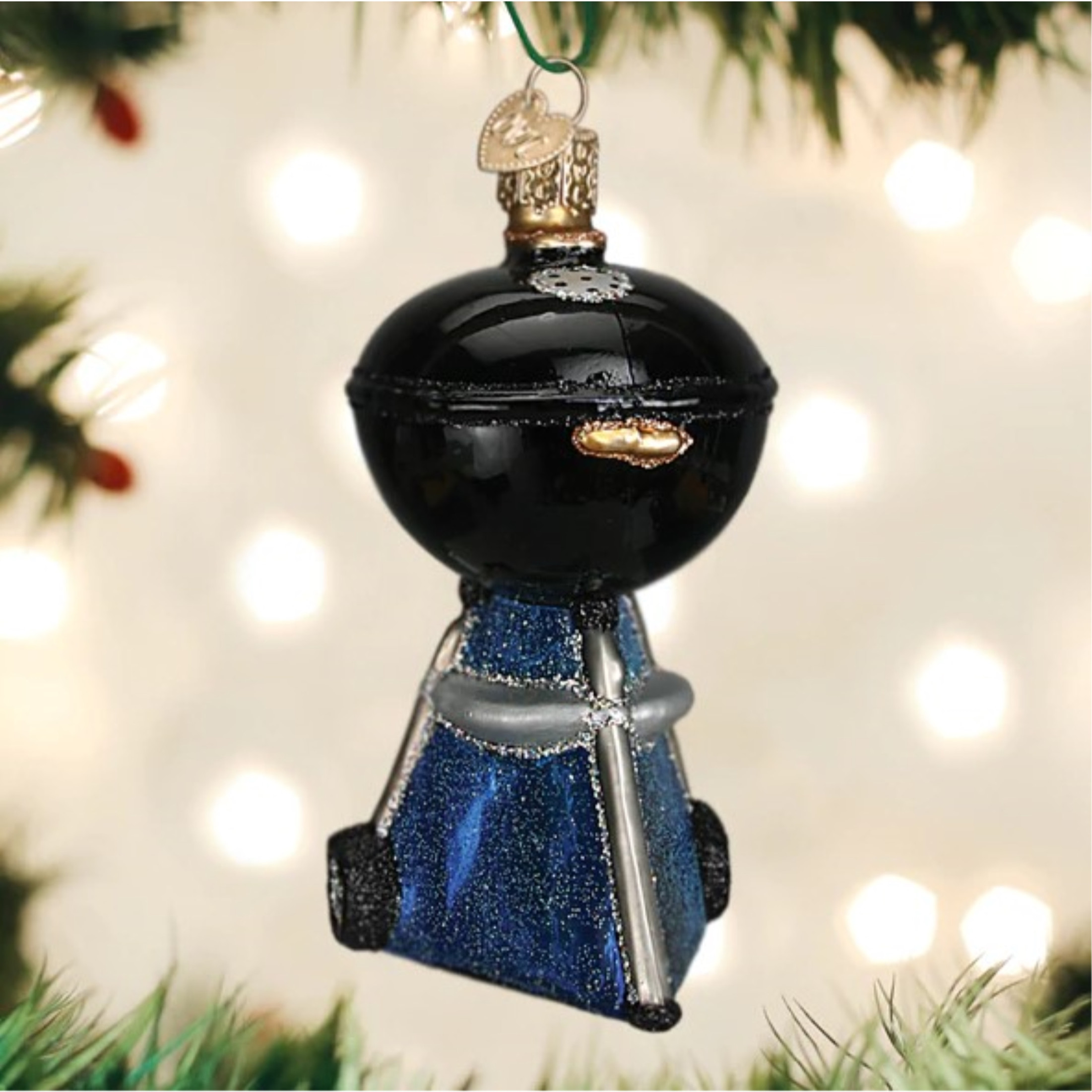 Old World Christmas Glass Blown Tree Ornament, Black Classic Barbecue (With OWC Gift Box)