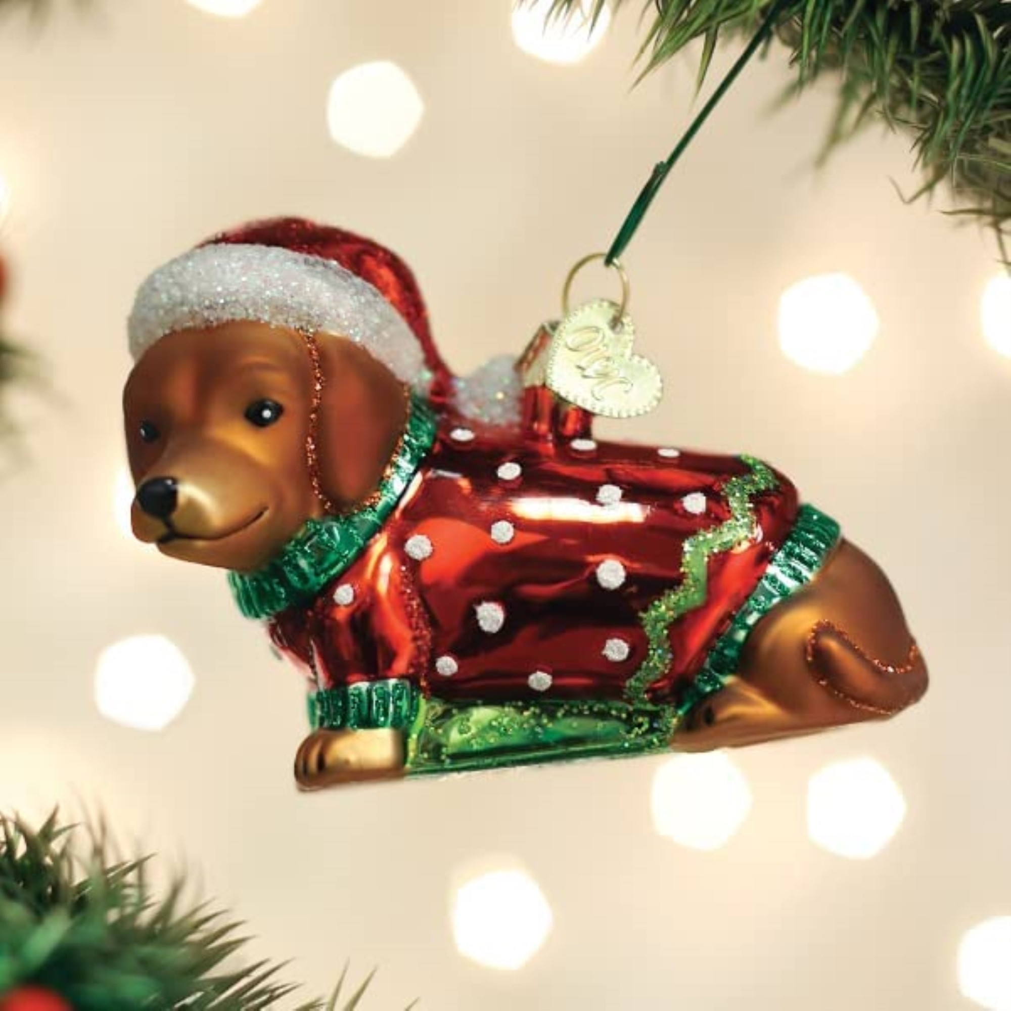 Old World Christmas Blown Glass Ornament for Christmas Tree, Dashing Dachshund Puppy