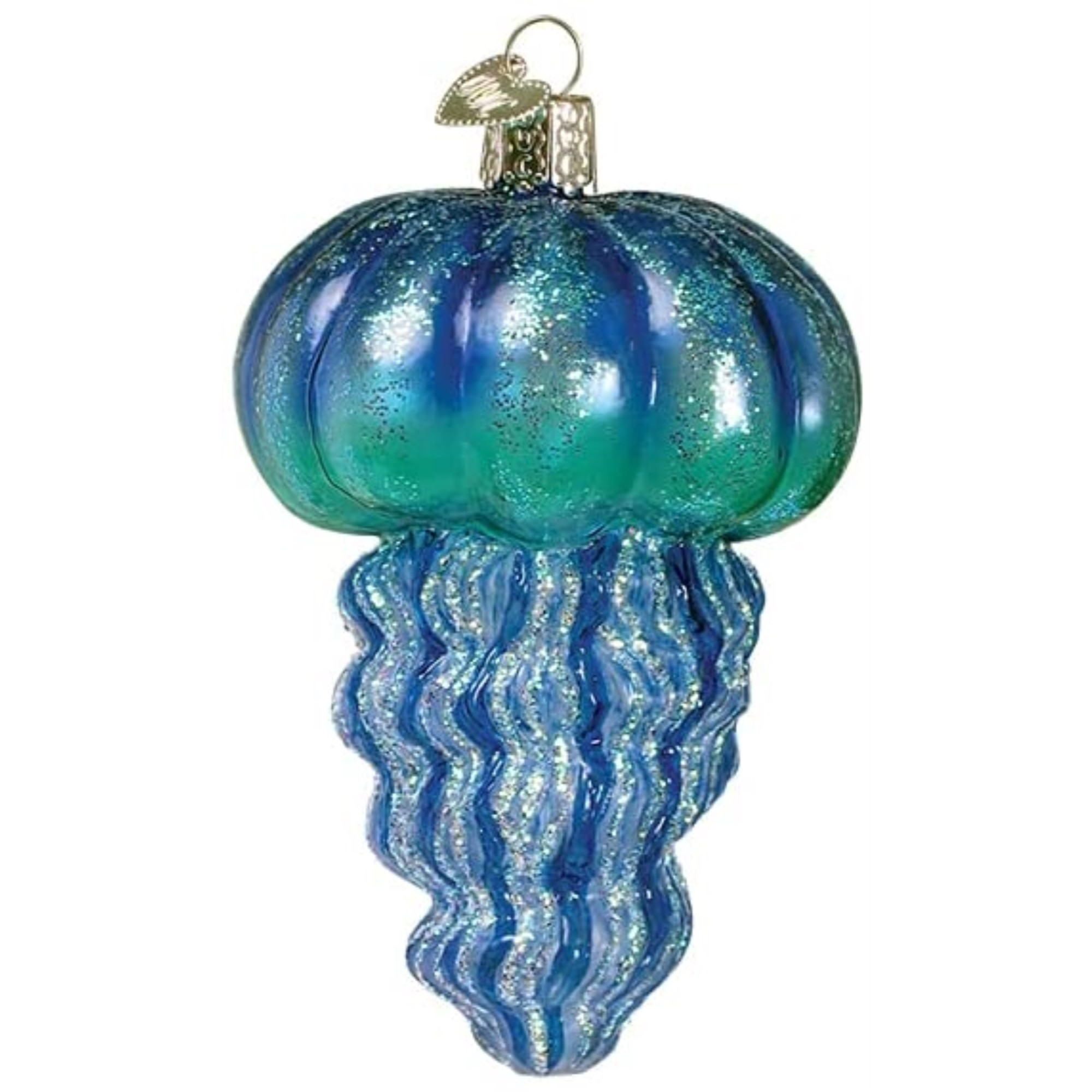 Old World Christmas Glass Blown Ornament for Christmas Tree, Blue Jellyfish (With OWC Gift Box)