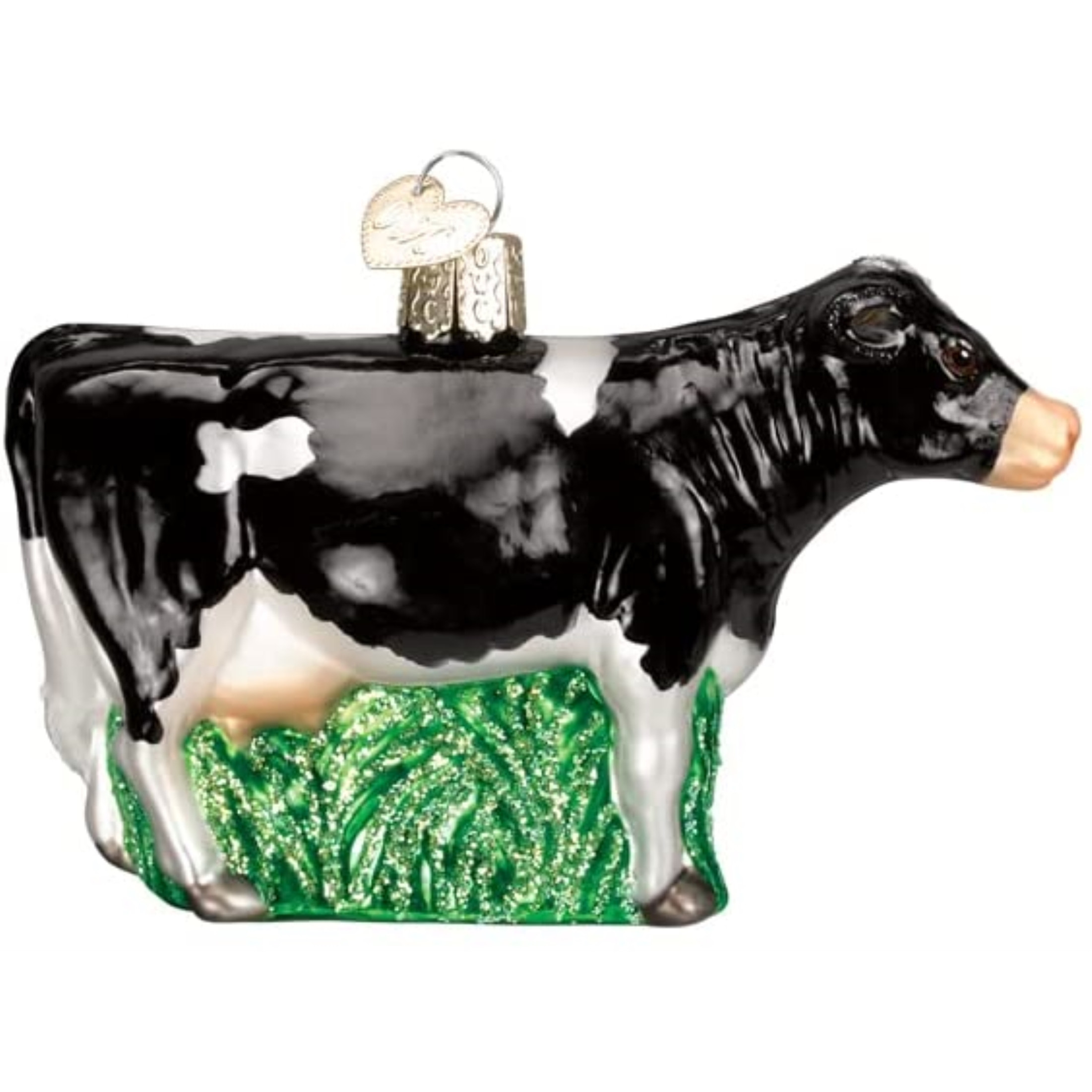 Old World Christmas Glass Blown Ornament for Christmas Tree, Black Dairy Cow (With OWC Gift Box)