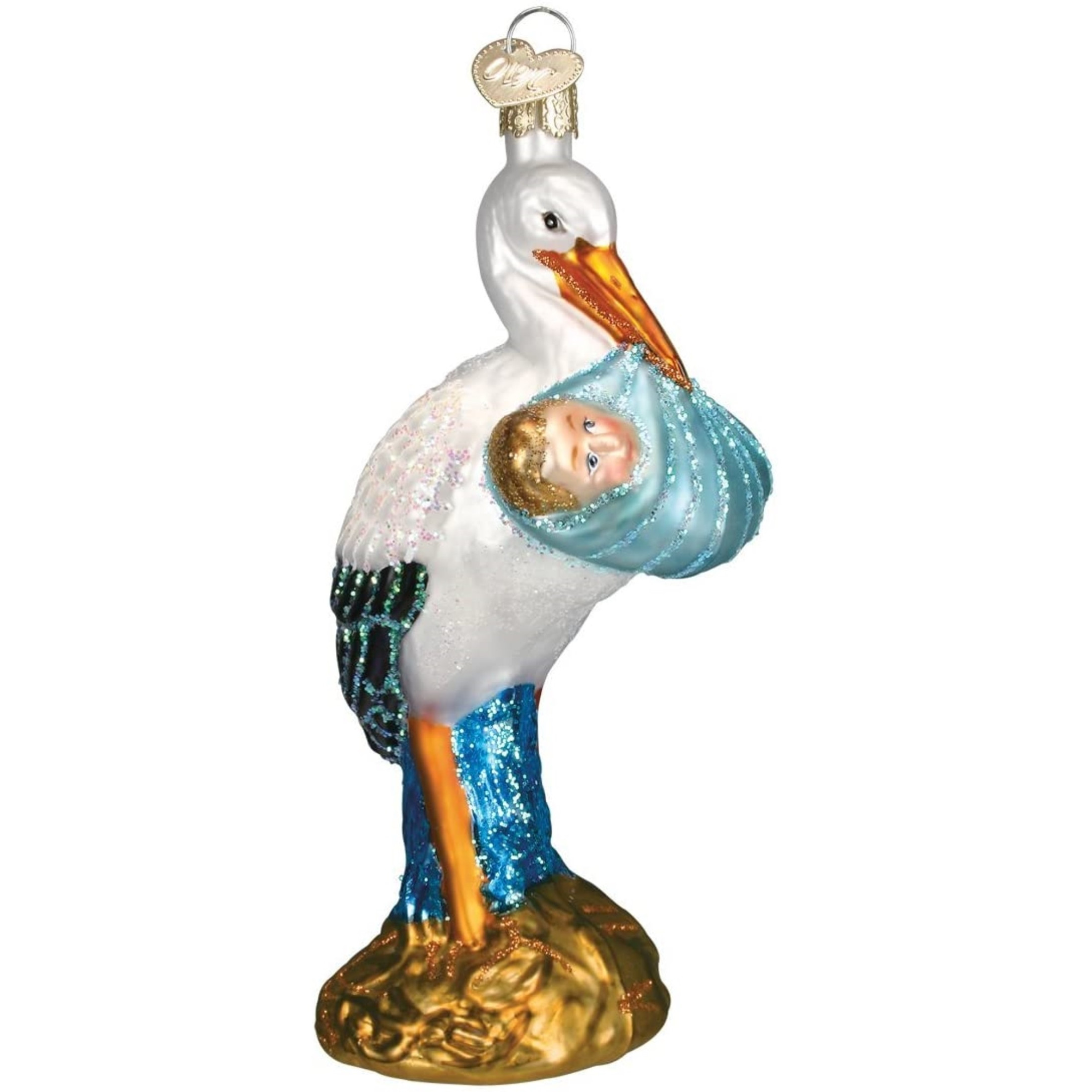 Old World Christmas Blown Glass Christmas Ornament, Boy Bundle of Joy